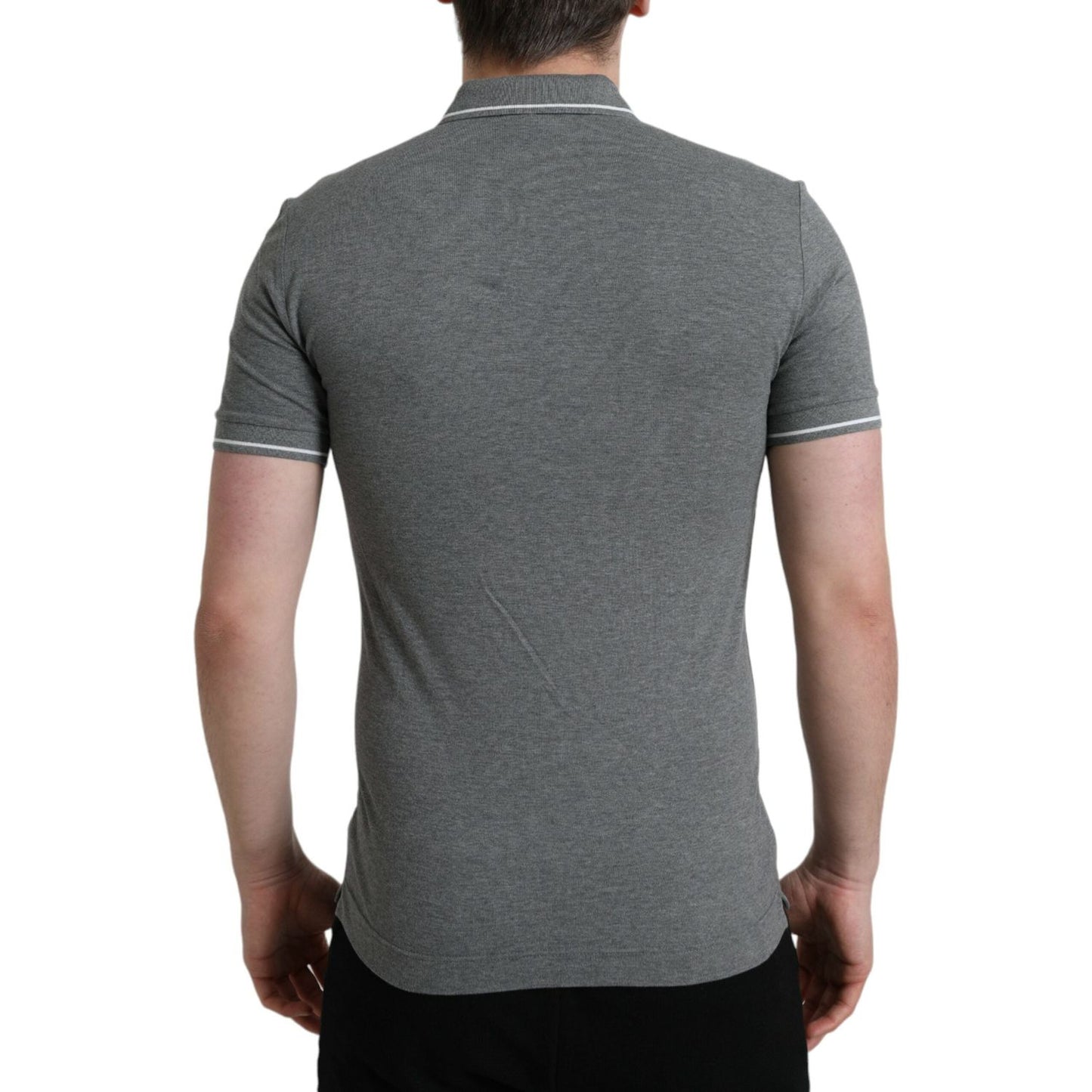 Dolce & Gabbana Elegant Grey Cotton Polo T-Shirt Dolce & Gabbana Dim Gray