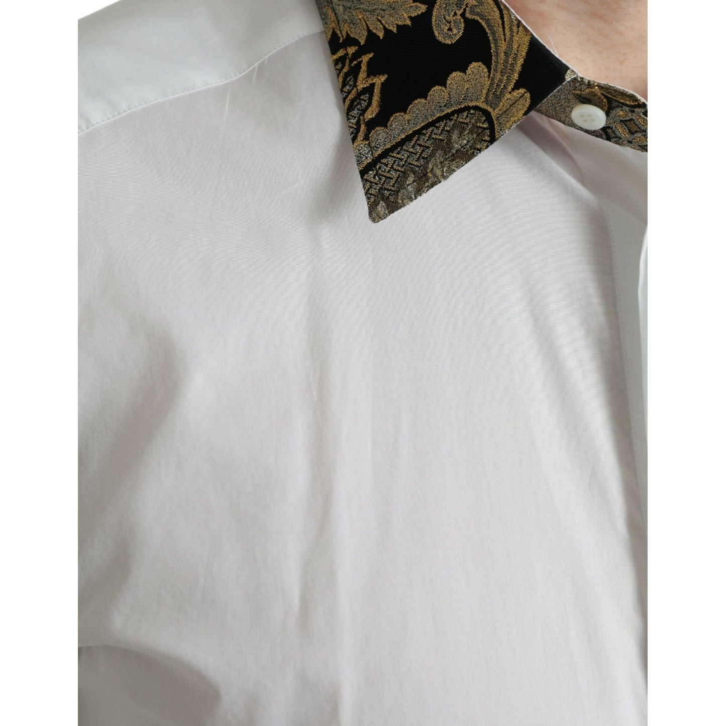 Dolce & Gabbana Elegant Gold Detail Dress Shirt Dolce & Gabbana Gray