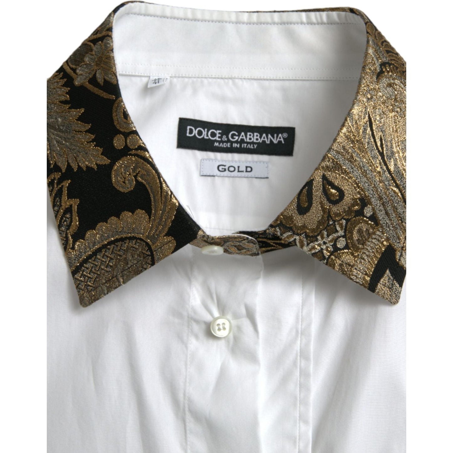 Dolce & Gabbana Elegant Gold Detail Dress Shirt Dolce & Gabbana Light Gray