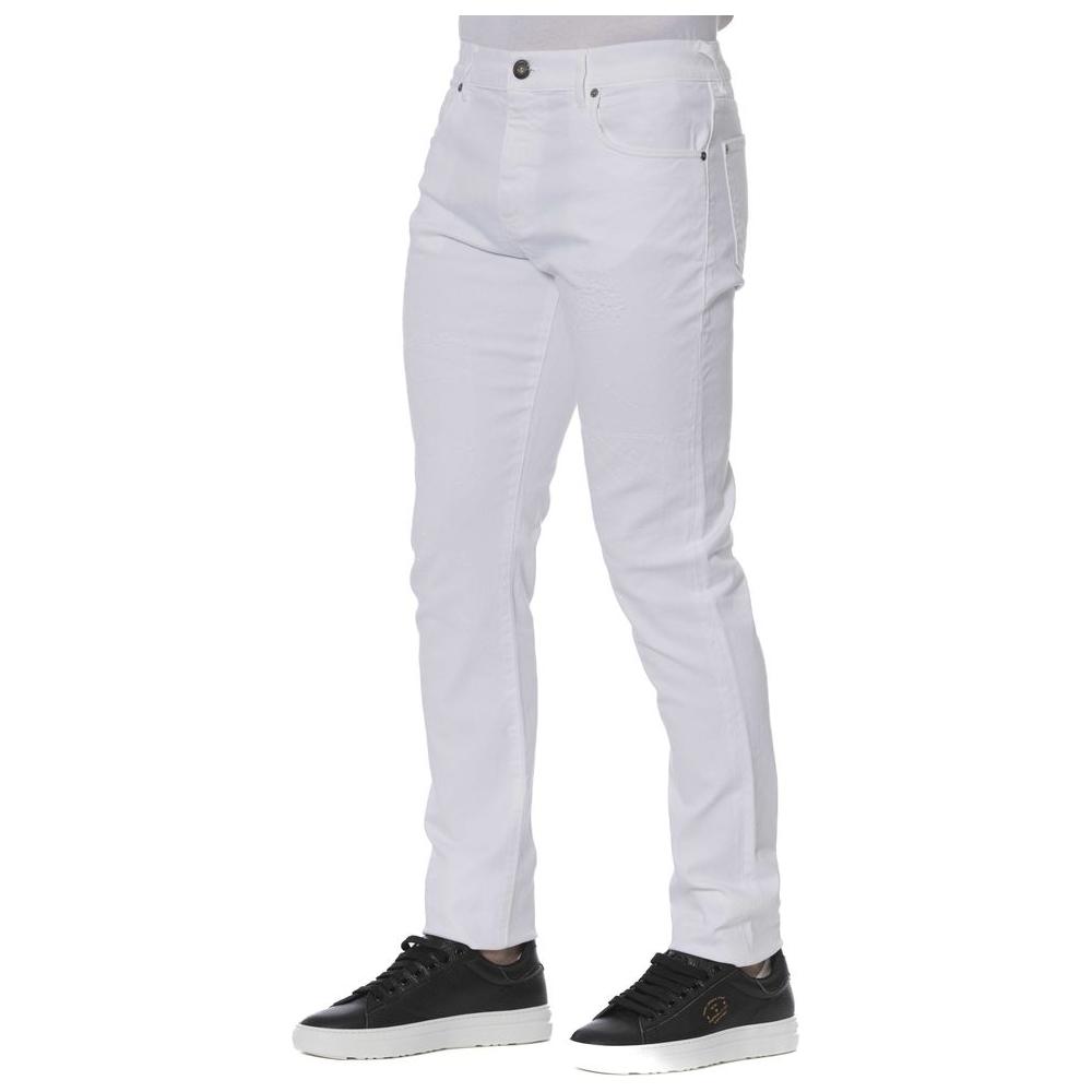 Trussardi Jeans White Cotton Men Jeans Trussardi Jeans Light Gray