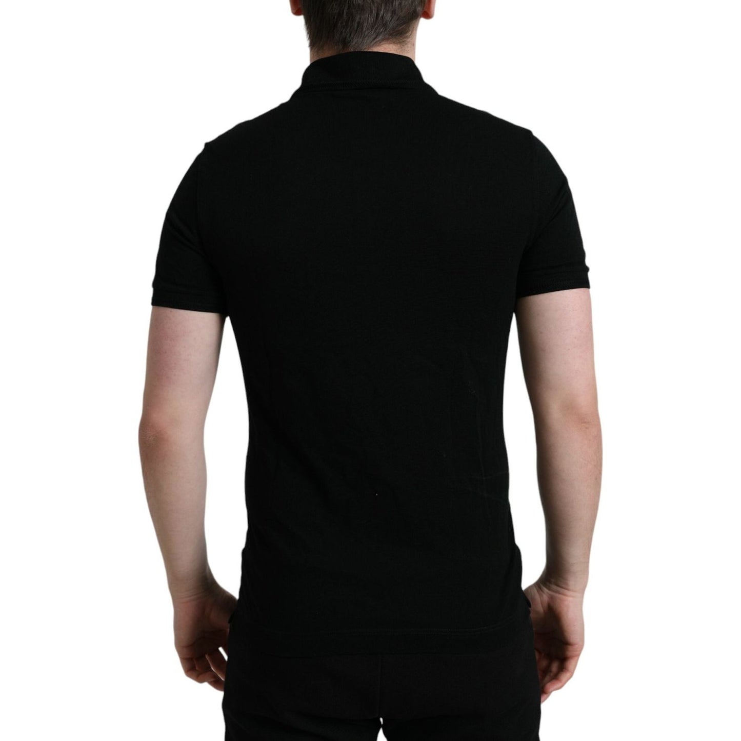 Dolce & Gabbana Elegant Black Cotton Polo Shirt Dolce & Gabbana Black