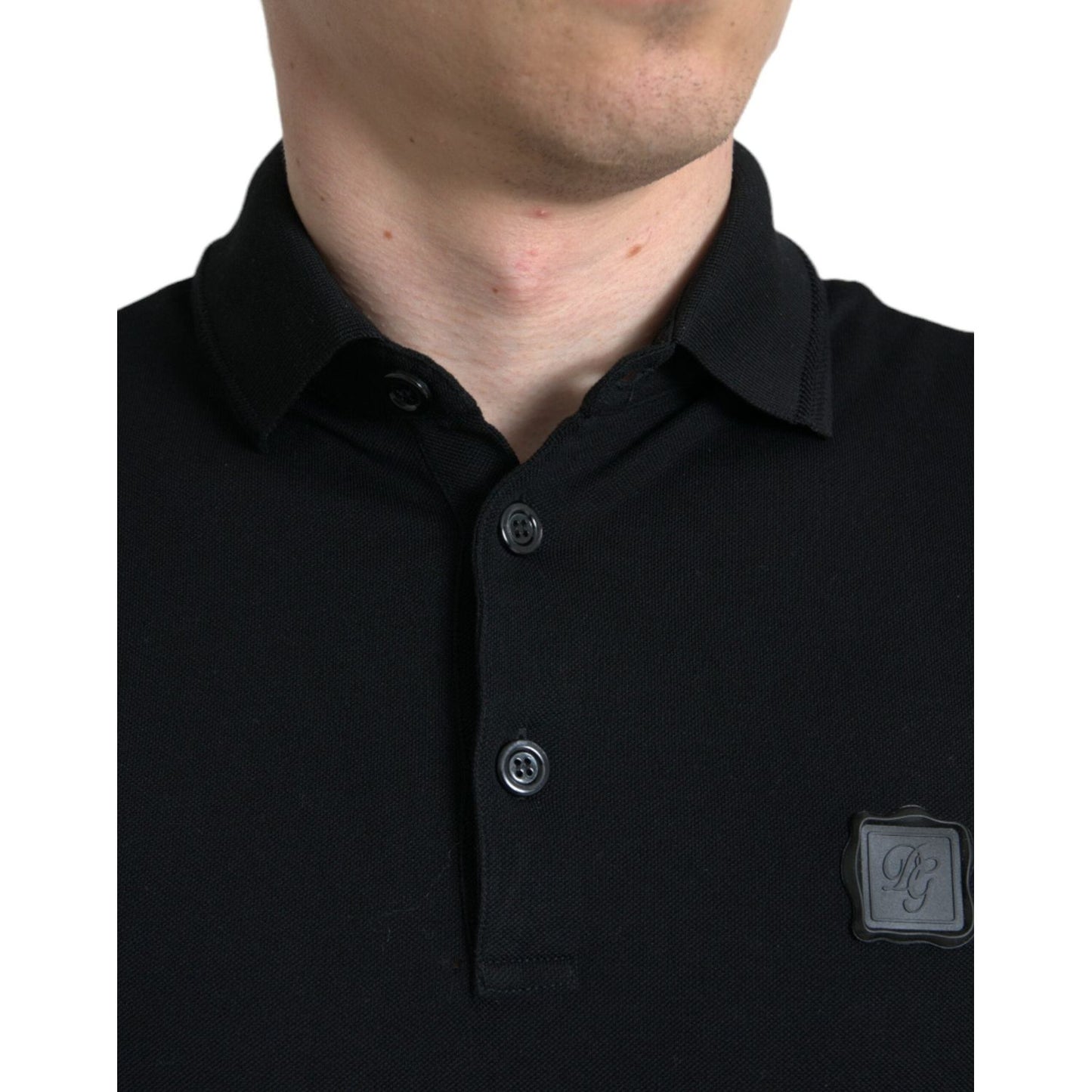 Dolce & Gabbana Elegant Black Cotton Polo Shirt Dolce & Gabbana Black
