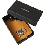 Dolce & Gabbana Orange Calf Leather Credit Card Holder Clip On Wallet BAG1113
