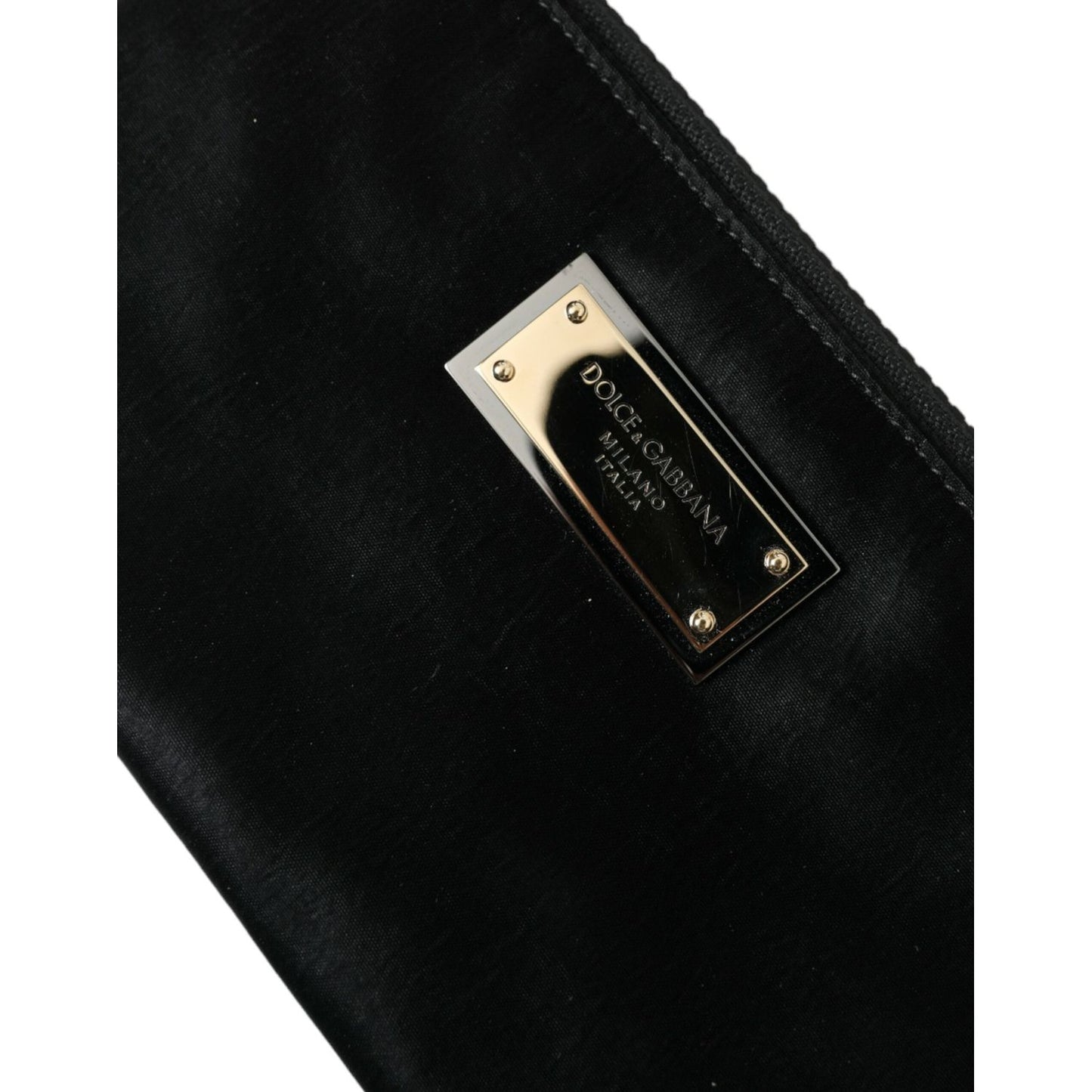 Dolce & Gabbana Sleek Designer Nylon-Leather Pouch in Black Dolce & Gabbana Black