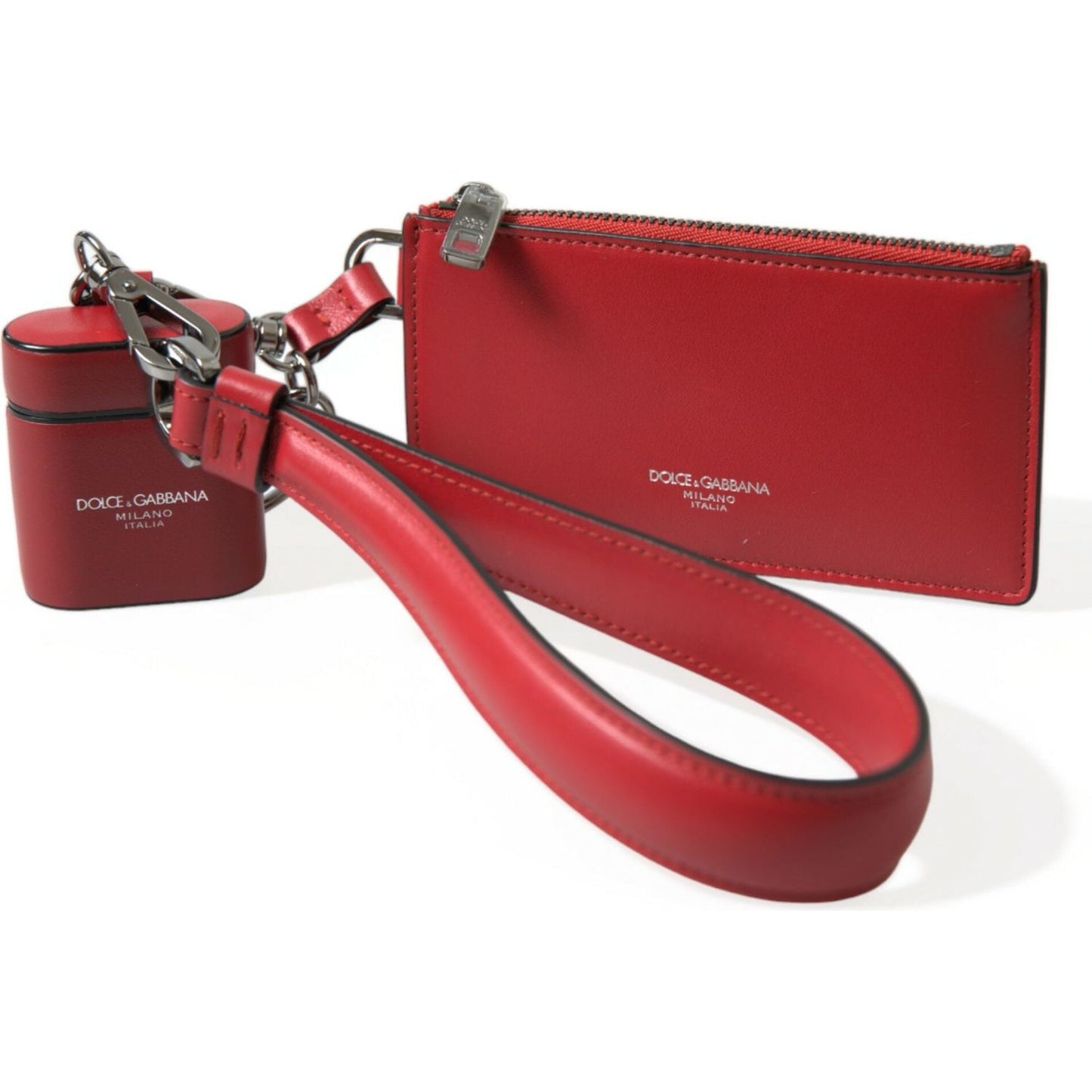 Dolce & Gabbana Elegant Red Leather Airpods Case Dolce & Gabbana Brown