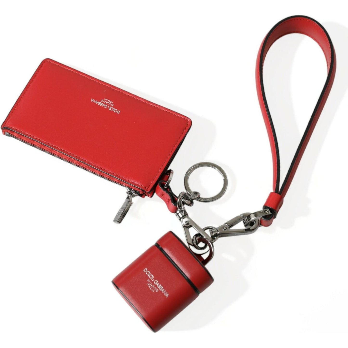 Dolce & Gabbana Elegant Red Leather Airpods Case Dolce & Gabbana Brown