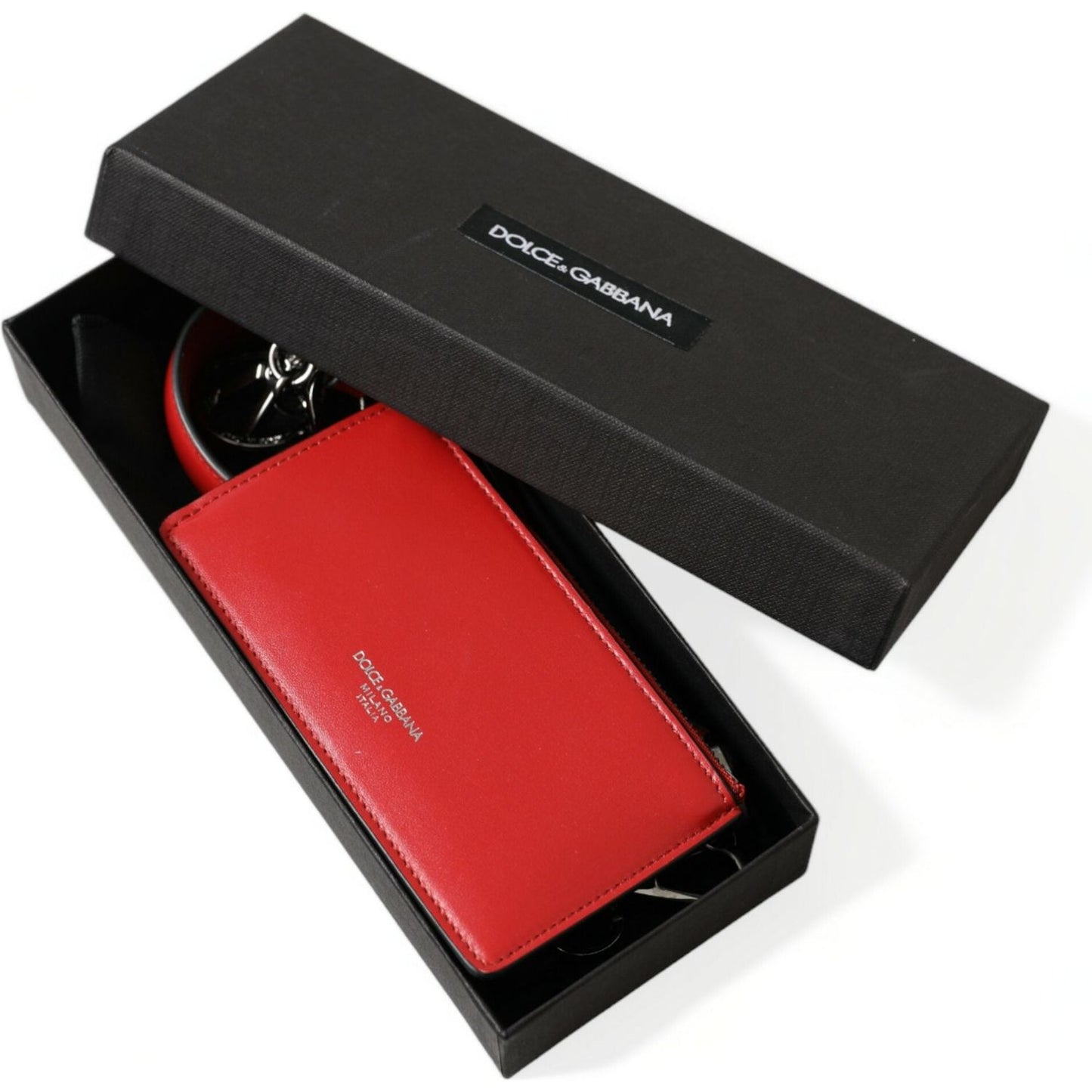 Dolce & Gabbana Elegant Red Leather Airpods Case Dolce & Gabbana Dark Slate Gray