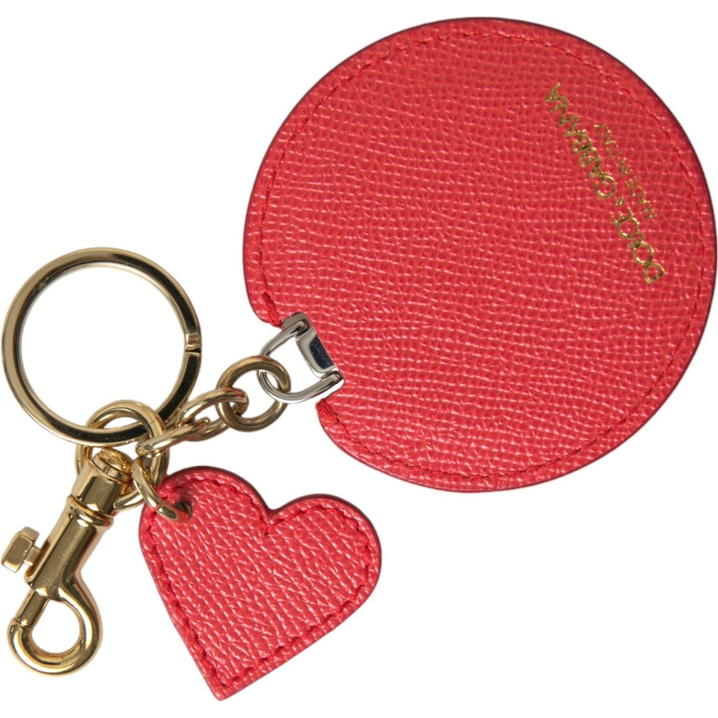Dolce & Gabbana Elegant Red Leather Keychain with Gold Accents Dolce & Gabbana Maroon