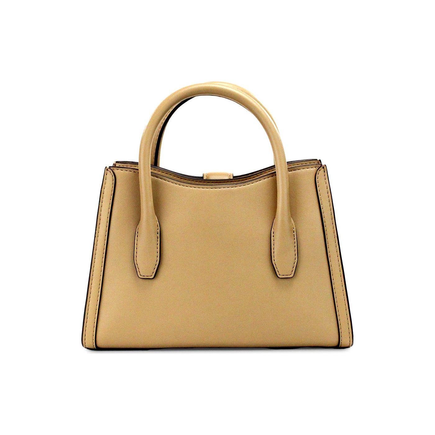 Michael Kors Gabby Small Camel Faux Leather Top Zip Satchel Crossbody Bag Michael Kors Dark Khaki