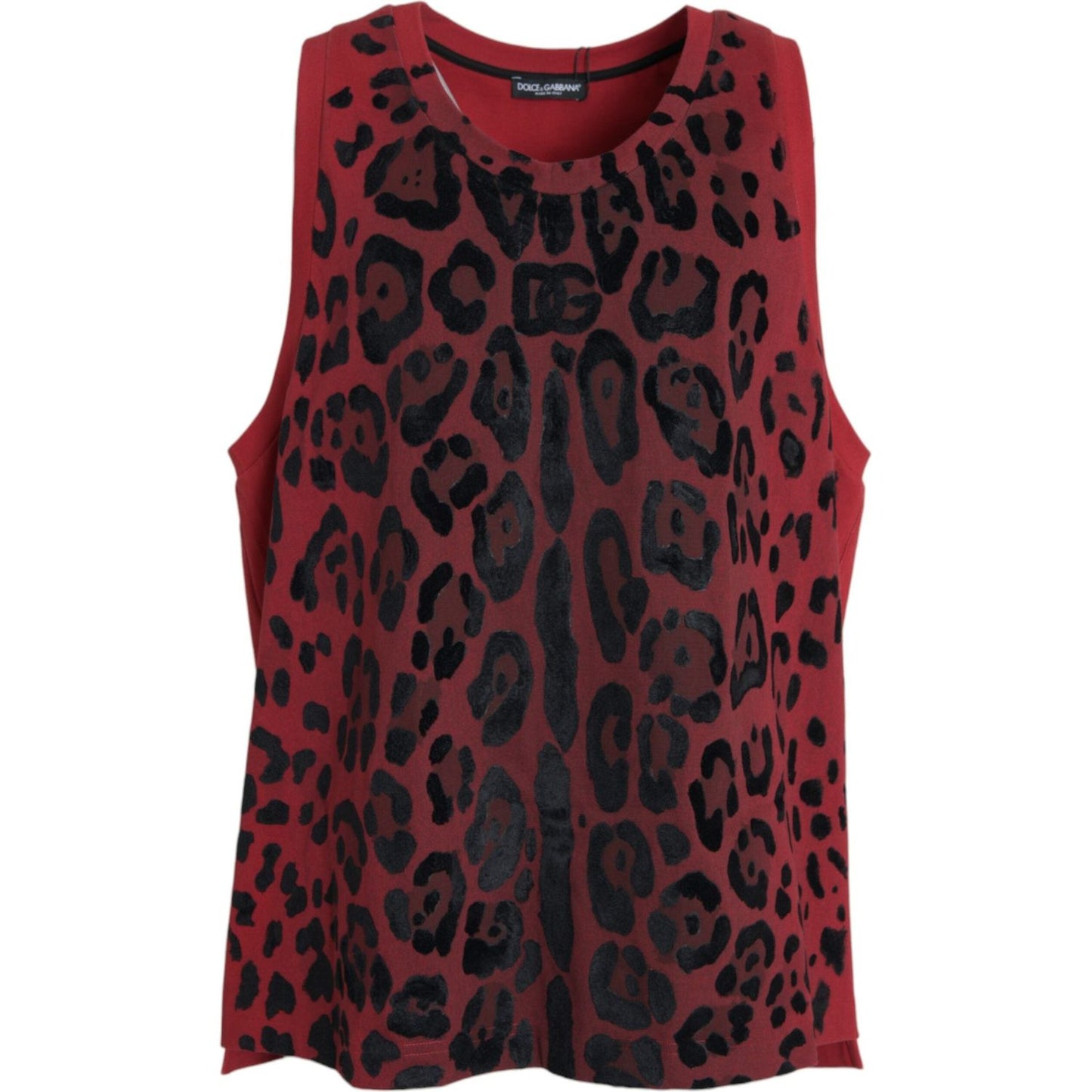 Dolce & Gabbana Red Leopard Print Sleeveless Tank T-shirt Dolce & Gabbana Dark Slate Gray