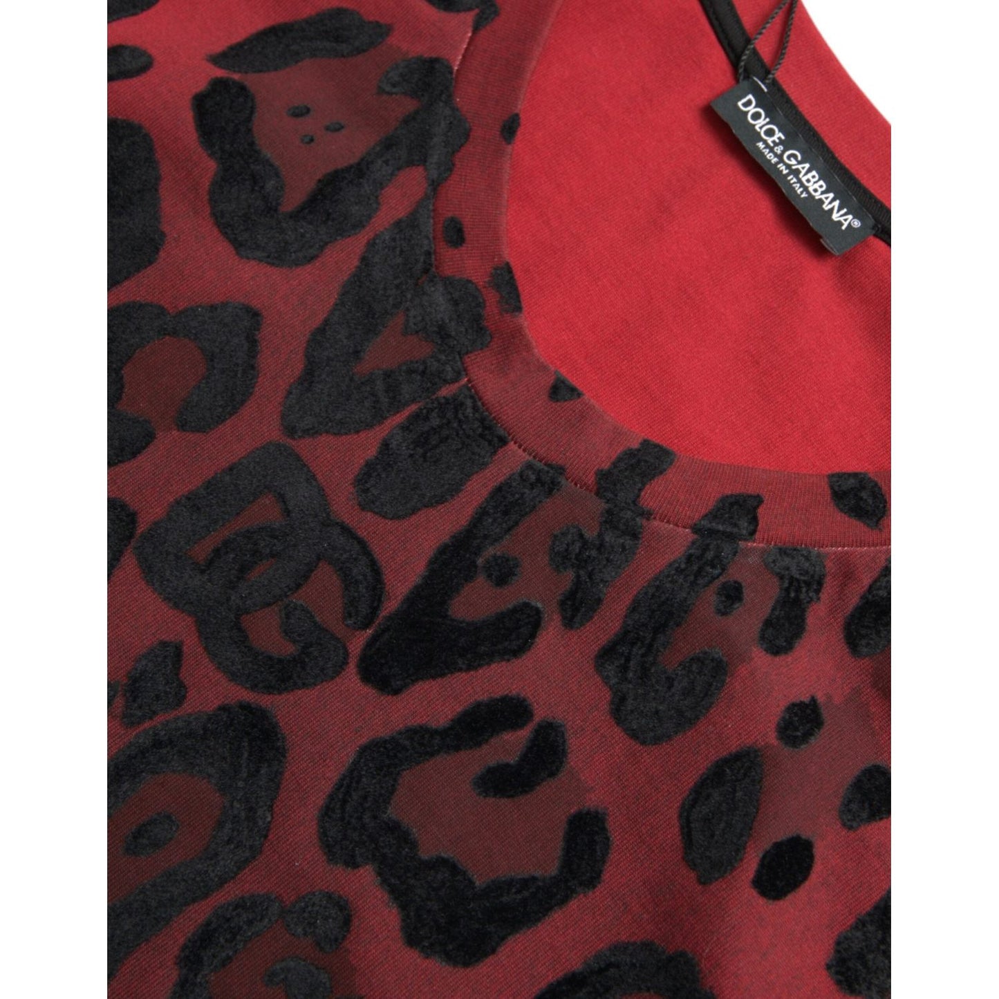 Dolce & Gabbana Red Leopard Print Sleeveless Tank T-shirt Dolce & Gabbana Dark Slate Gray