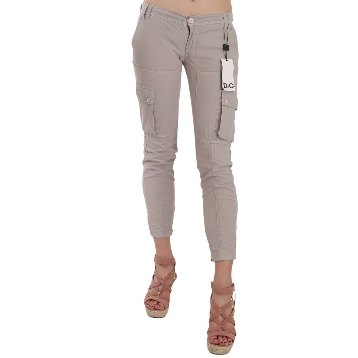 Dolce & Gabbana Chic Khaki Cotton Blend Trousers Dolce & Gabbana Rosy Brown