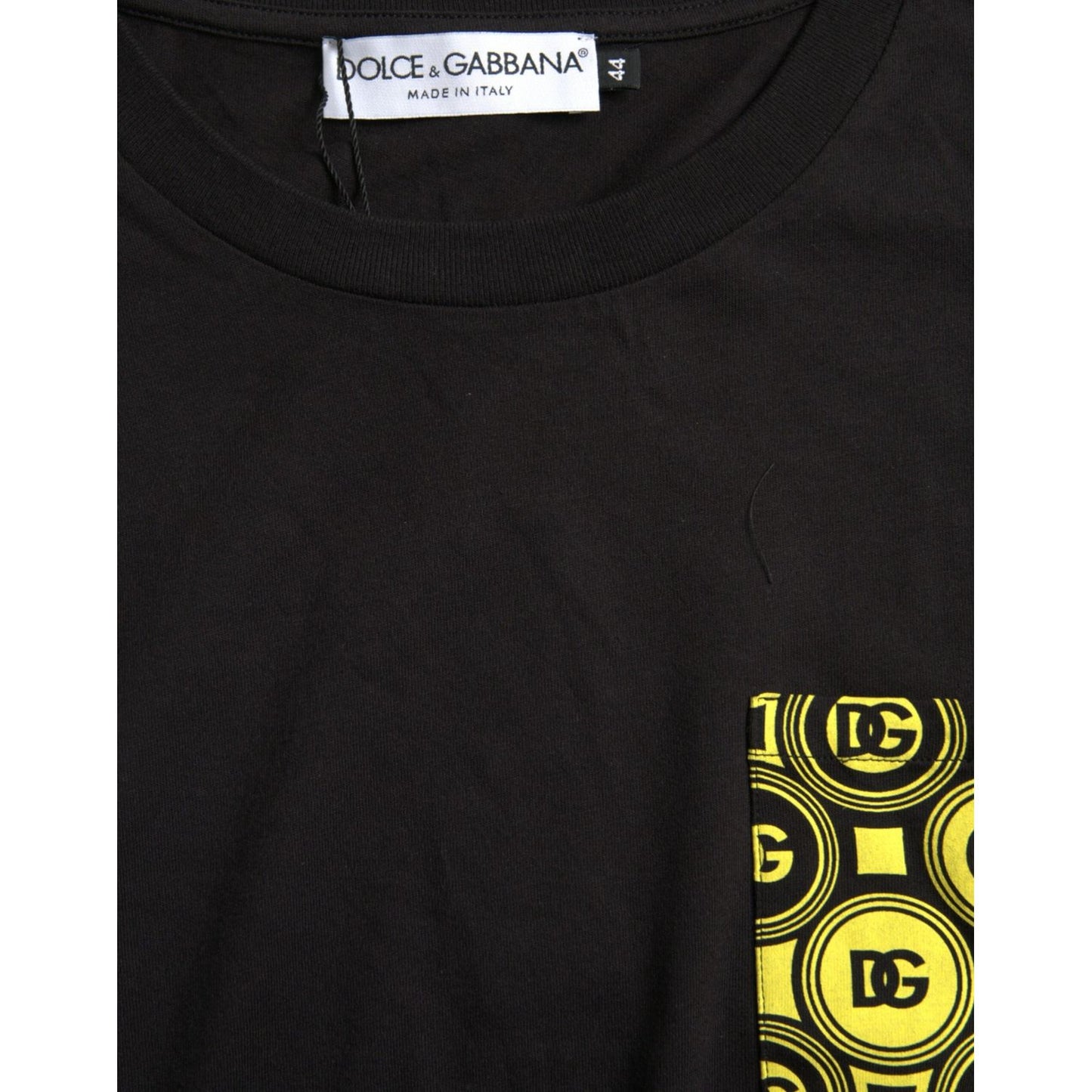 Dolce & Gabbana Black Printed Pocket Cotton Crewneck T-shirt Dolce & Gabbana Black