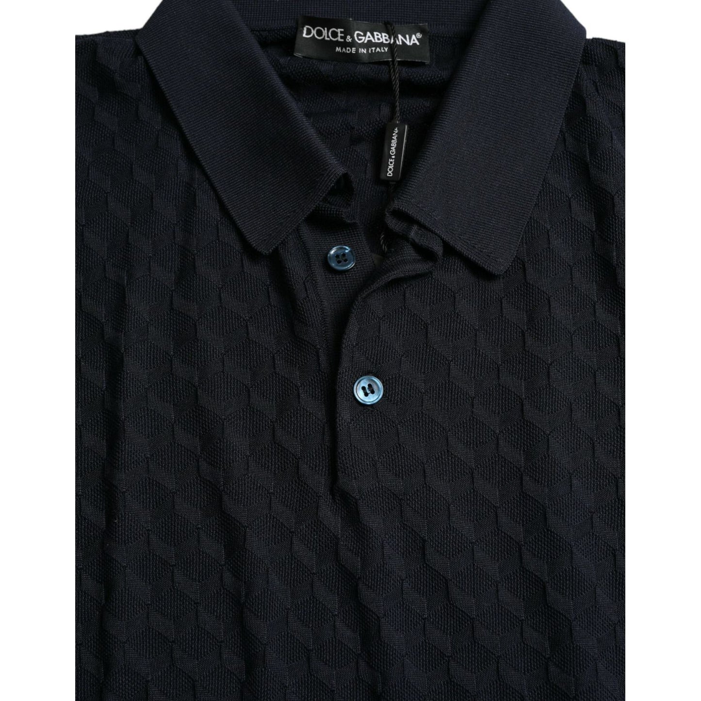 Dolce & Gabbana Dark Blue Collared Short Sleeve Polo T-shirt Dolce & Gabbana Black