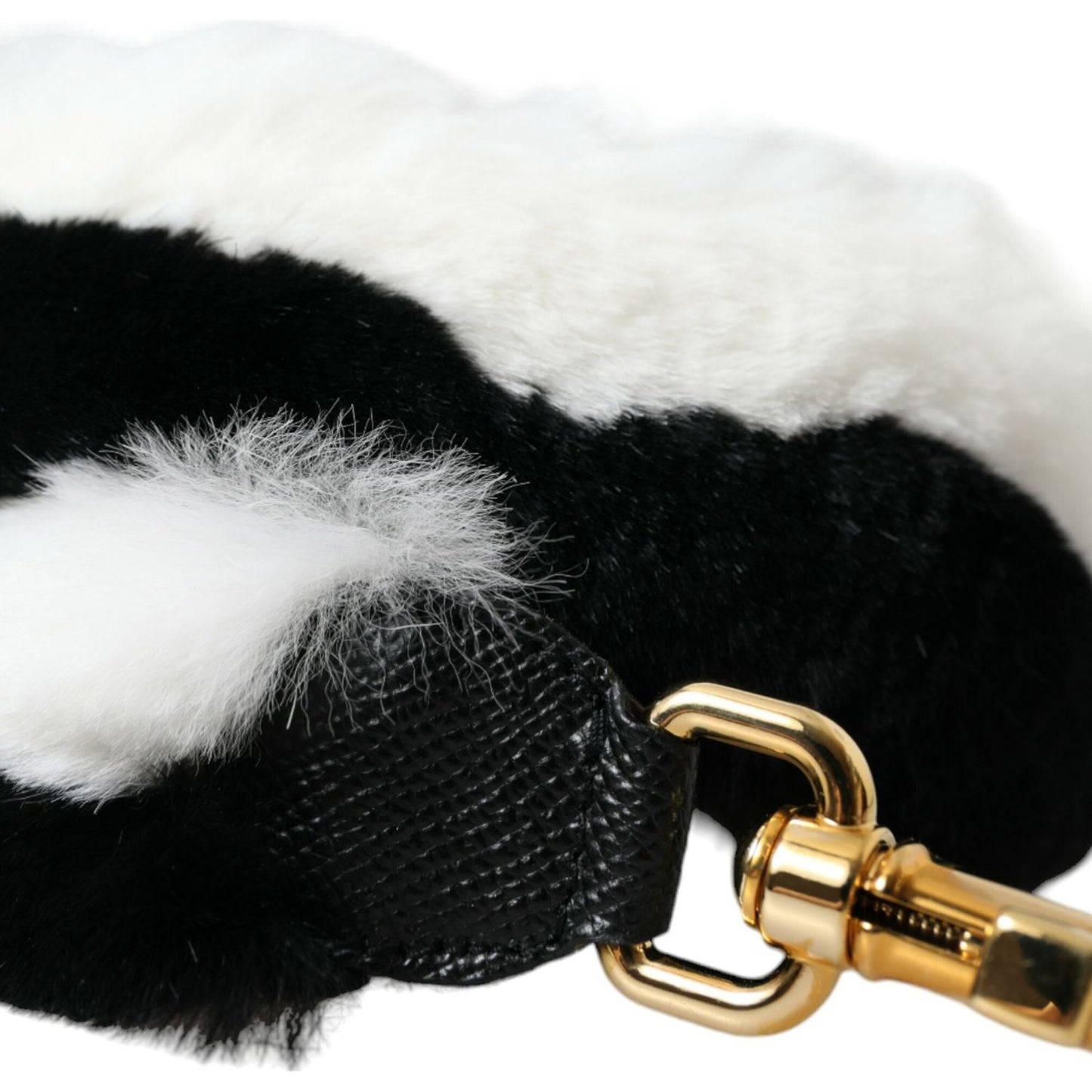 Dolce & Gabbana Black White Lapin Fur Accessory Shoulder Strap Dolce & Gabbana Black