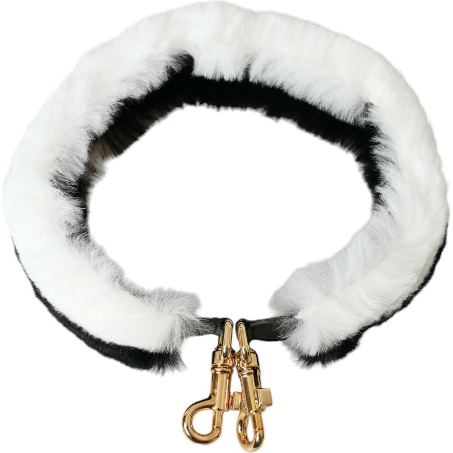 Dolce & Gabbana Black White Lapin Fur Accessory Shoulder Strap Dolce & Gabbana Light Gray