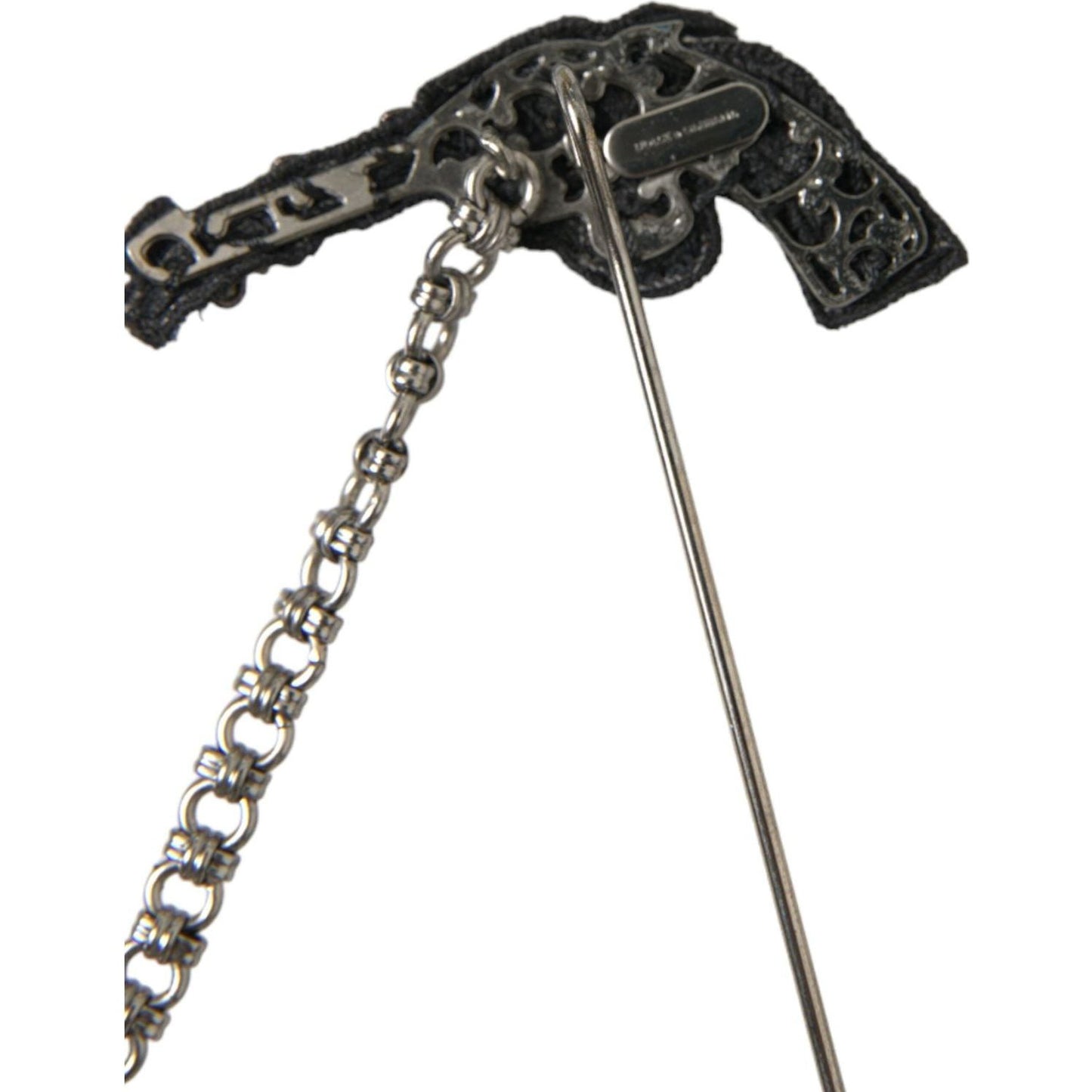 Dolce & Gabbana Brass Copper Silk Revolver Gun Men Brooch Lapel Pin Brooch Dolce & Gabbana Dark Slate Gray