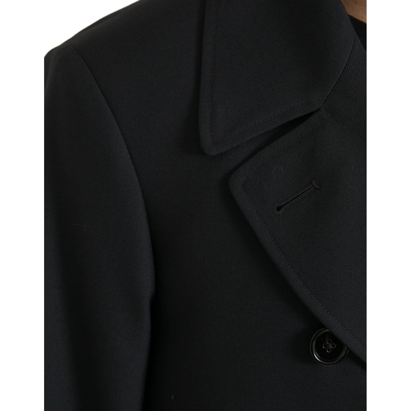 Dolce & Gabbana Black Double Breasted Trench Coat Jacket Dolce & Gabbana Black