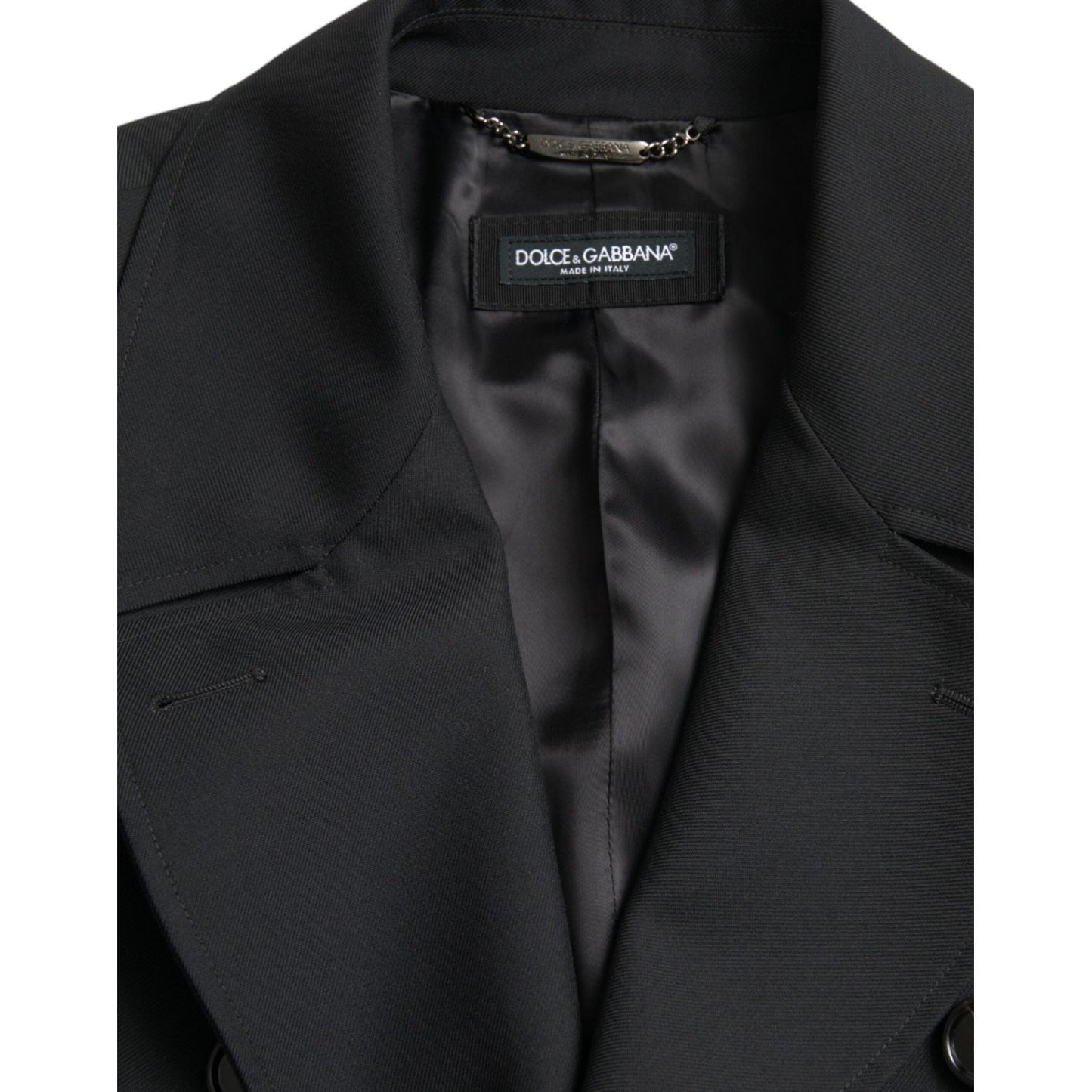 Dolce & Gabbana Black Double Breasted Trench Coat Jacket Dolce & Gabbana Dark Slate Gray