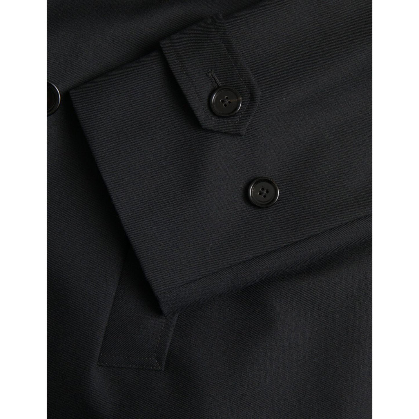 Dolce & Gabbana Black Double Breasted Trench Coat Jacket Dolce & Gabbana Black