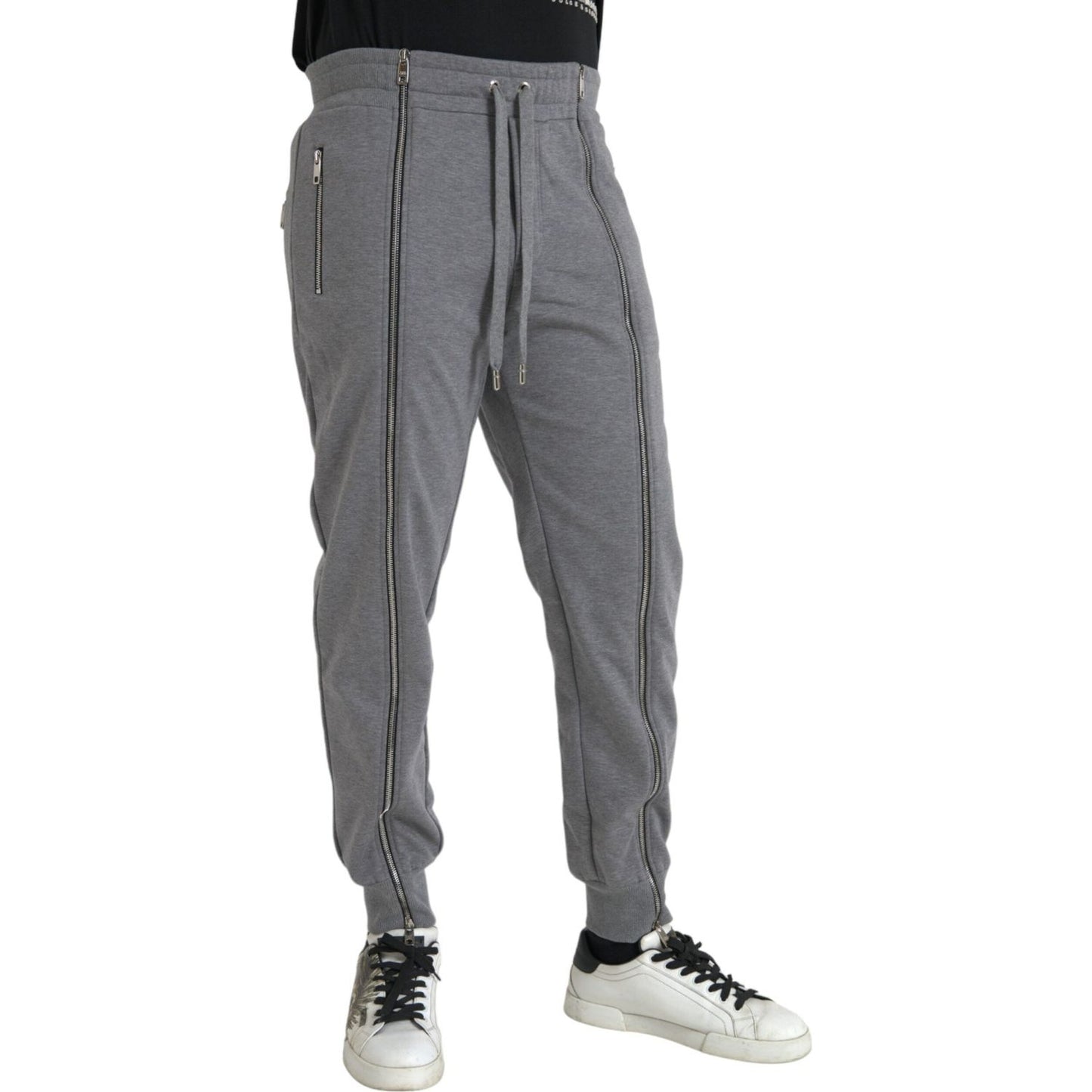 Dolce & Gabbana Gray Cotton Jogger Skinny Sweatpants Pants Dolce & Gabbana Dim Gray
