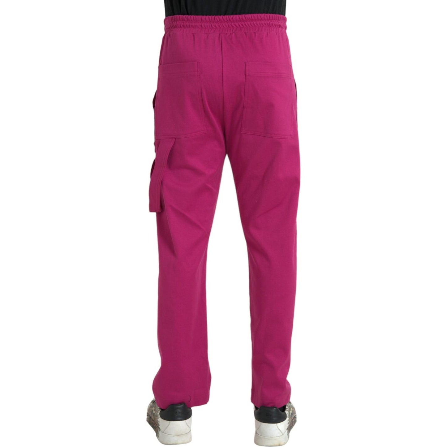 Dolce & Gabbana Pink Logo Cargo Cotton Jogger Sweatpants Pants Dolce & Gabbana Maroon