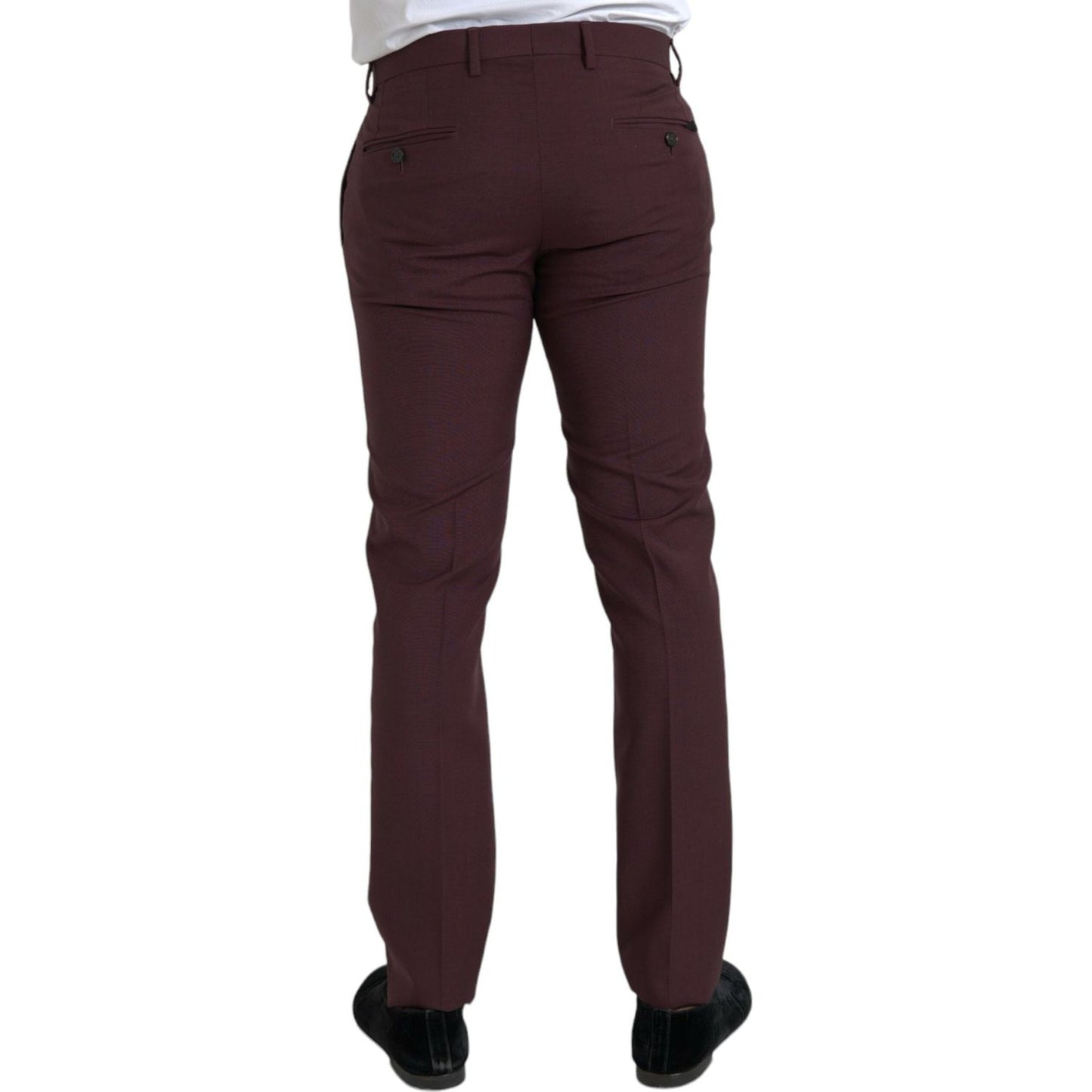Dolce & Gabbana Maroon Wool Men Slim Fit Dress Pants Dolce & Gabbana Dark Slate Gray
