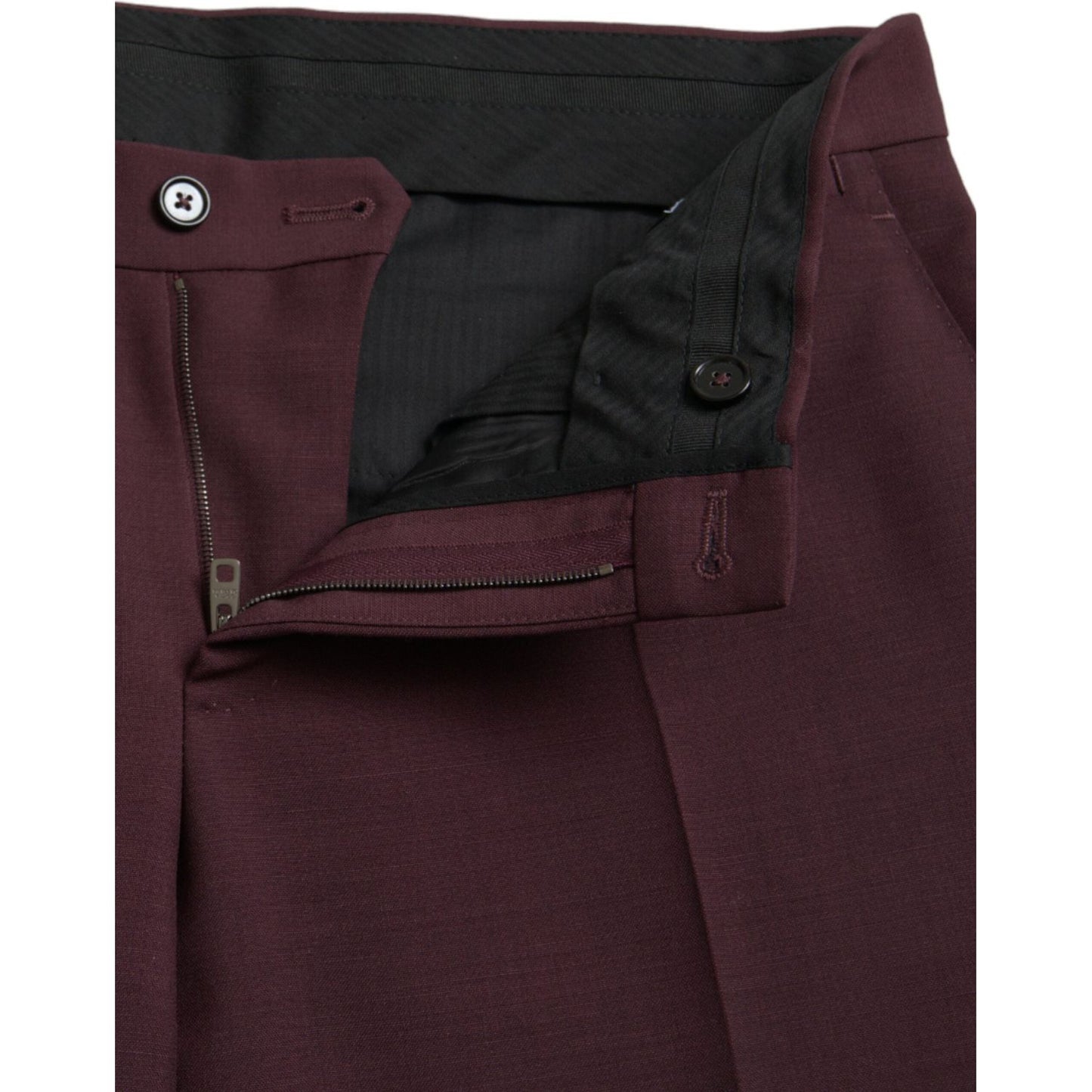Dolce & Gabbana Maroon Wool Men Slim Fit Dress Pants Dolce & Gabbana Dark Slate Gray