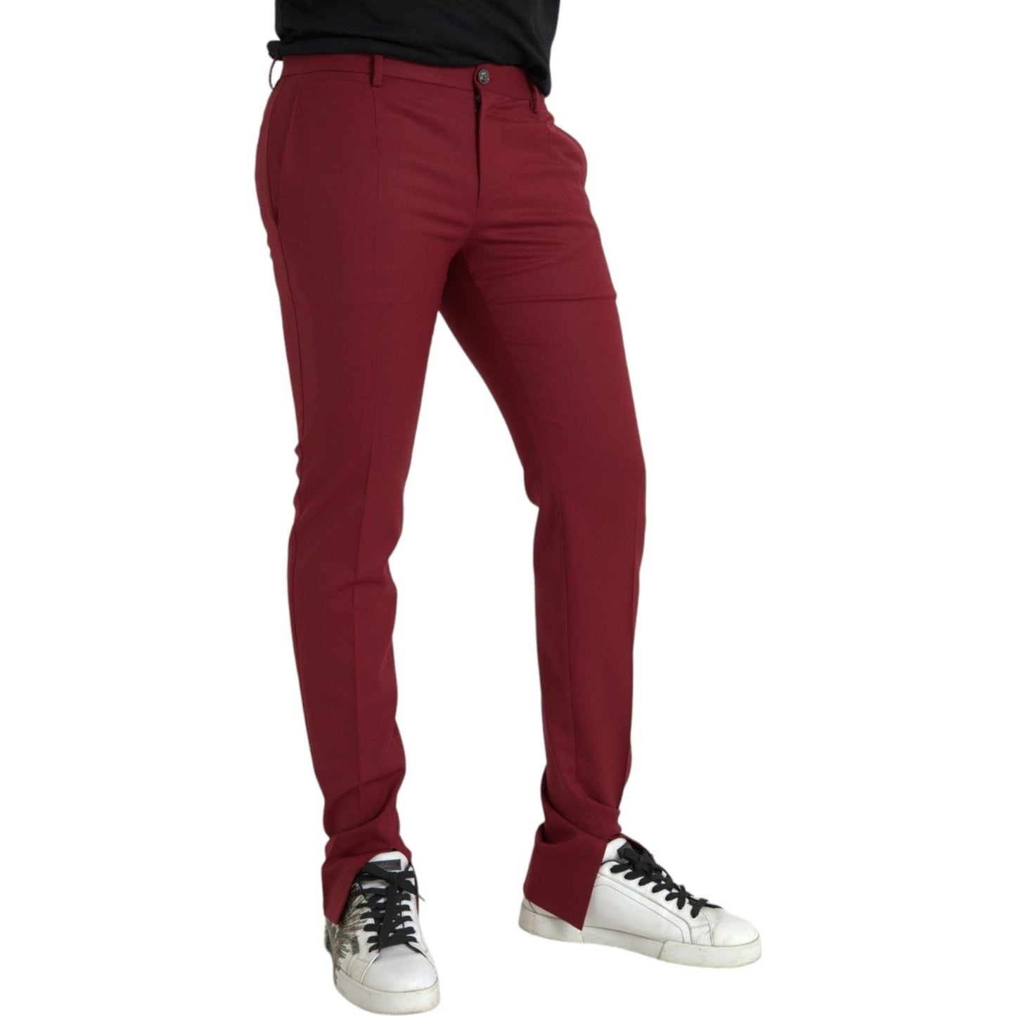 Dolce & Gabbana Red Wool Men Slim Fit Dress Pants Dolce & Gabbana Saddle Brown