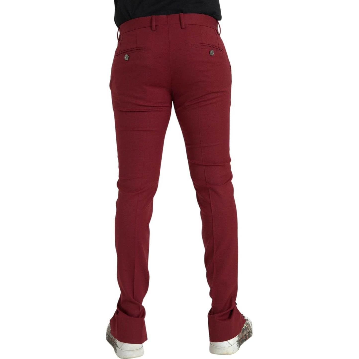 Dolce & Gabbana Red Wool Men Slim Fit Dress Pants Dolce & Gabbana Saddle Brown