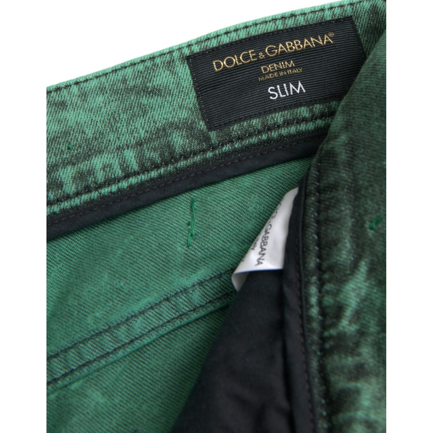 Dolce & Gabbana Green Crystals Cotton Stretch Slim Jeans Dolce & Gabbana Dark Slate Gray