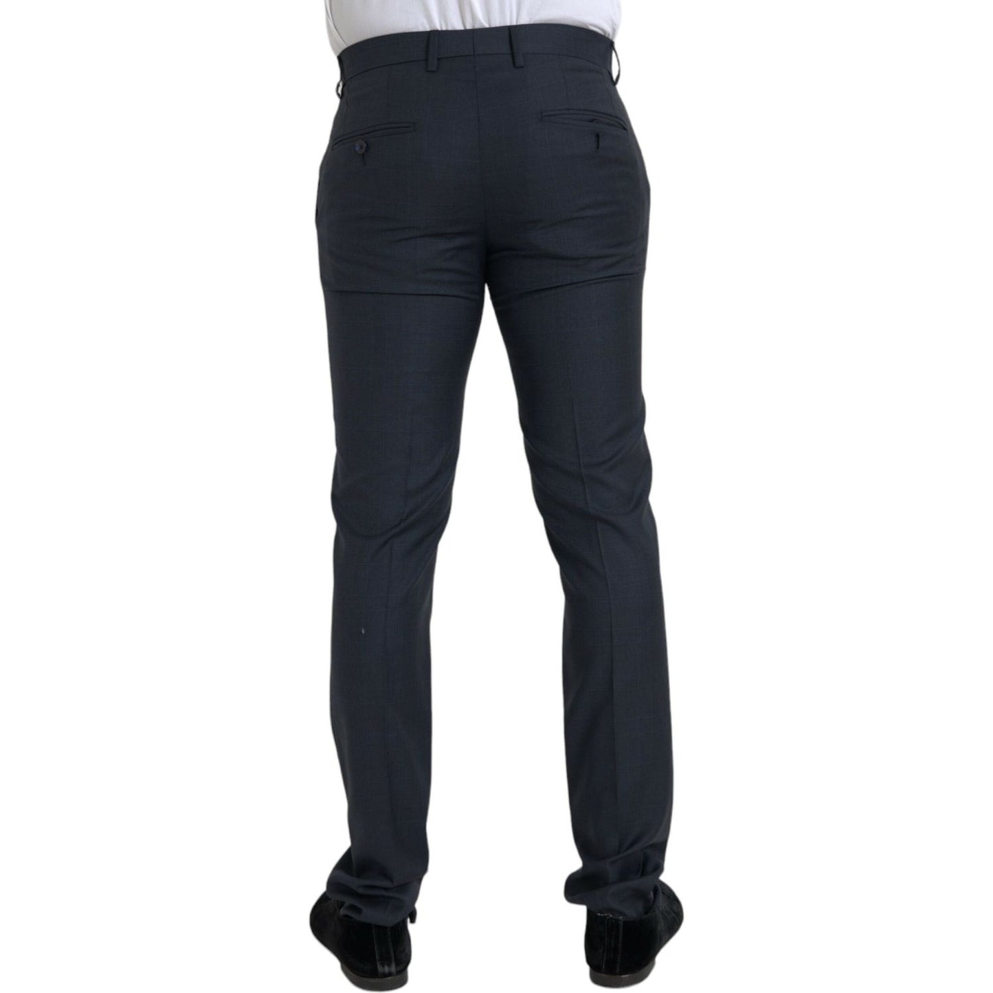 Dolce & Gabbana Blue Wool Men Skinny Dress Pants Dolce & Gabbana Dark Slate Gray