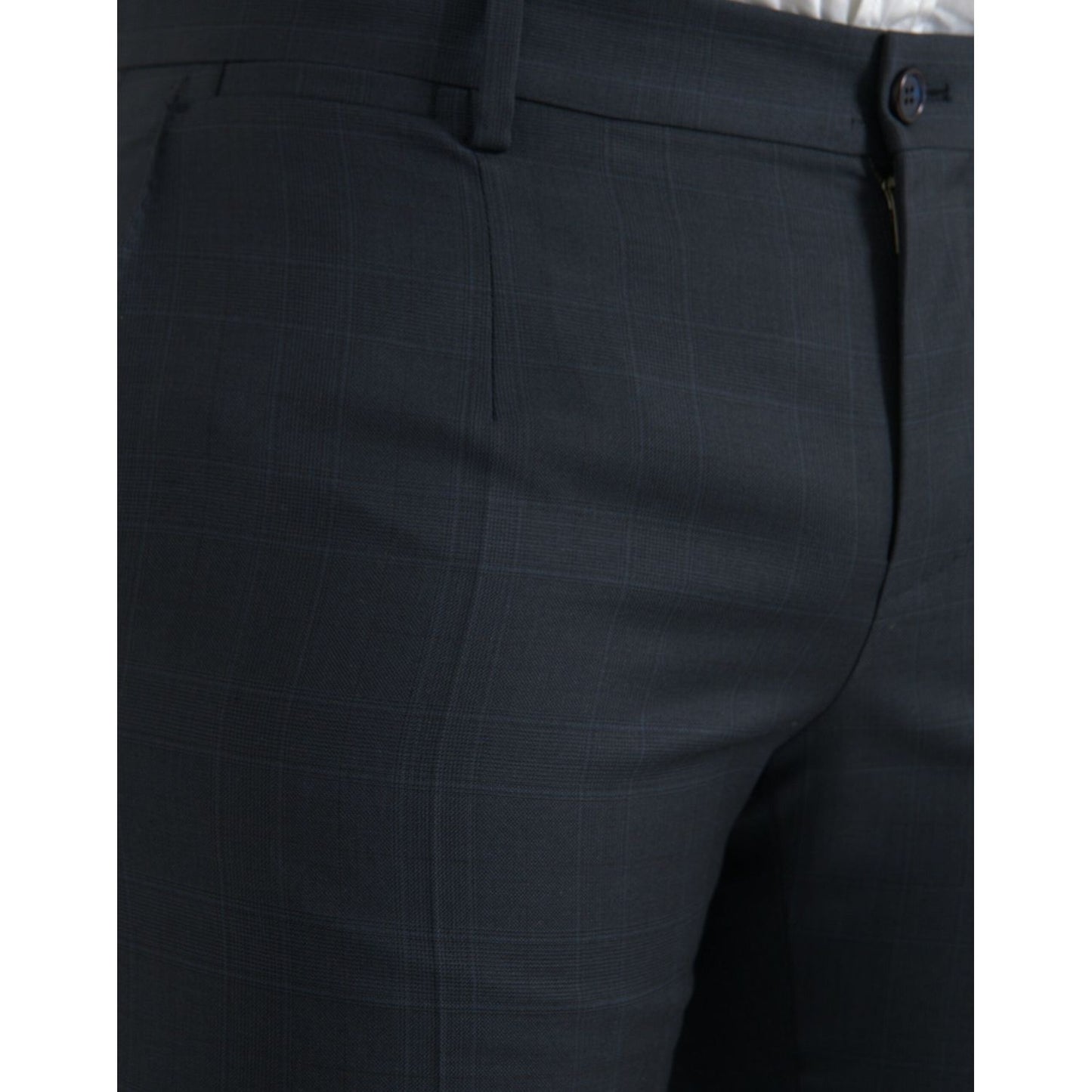 Dolce & Gabbana Blue Wool Men Skinny Dress Pants Dolce & Gabbana Dark Slate Gray