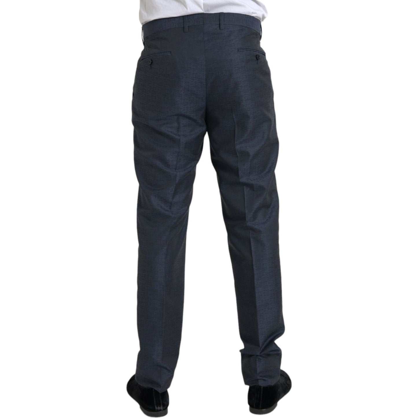Dolce & Gabbana Blue Wool Men Skinny Dress Pants Dolce & Gabbana Dark Slate Gray