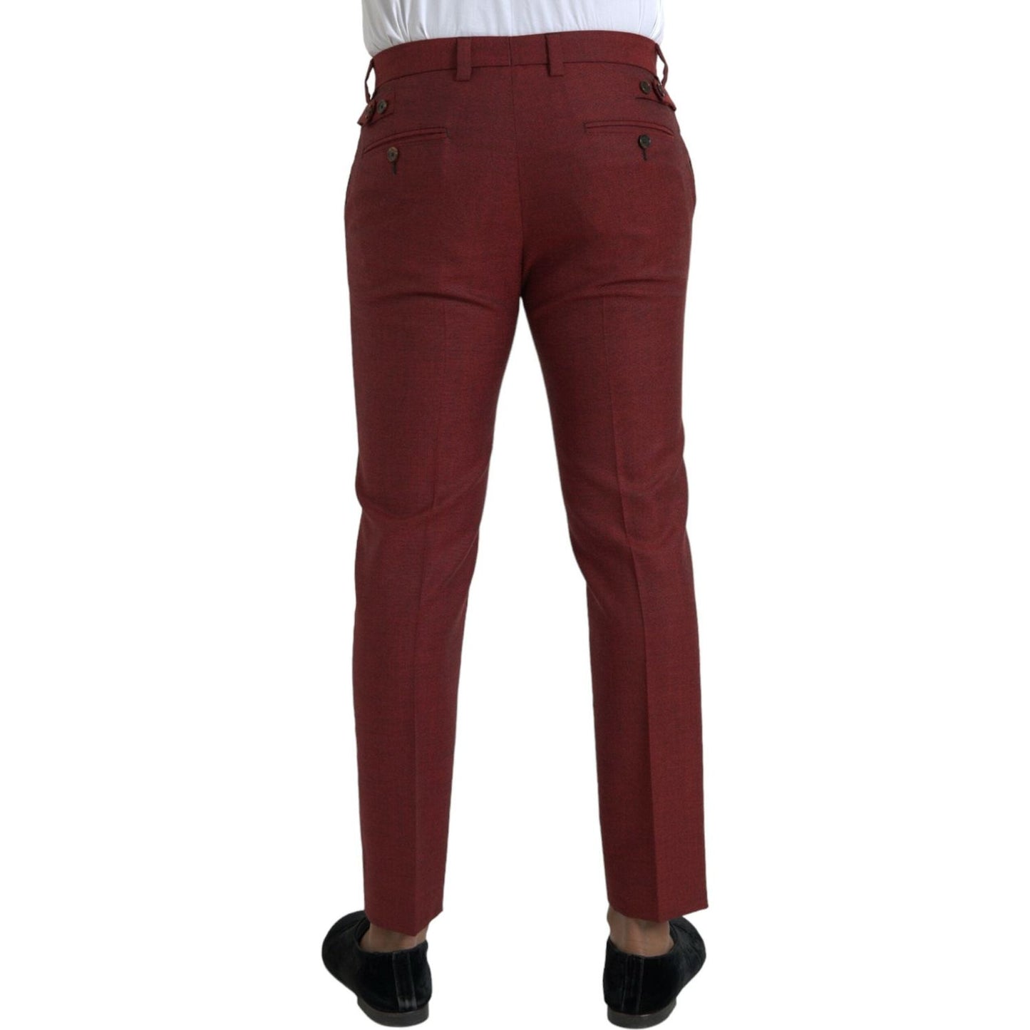 Dolce & Gabbana Maroon Wool Men Skinny Dress Pants Dolce & Gabbana Saddle Brown