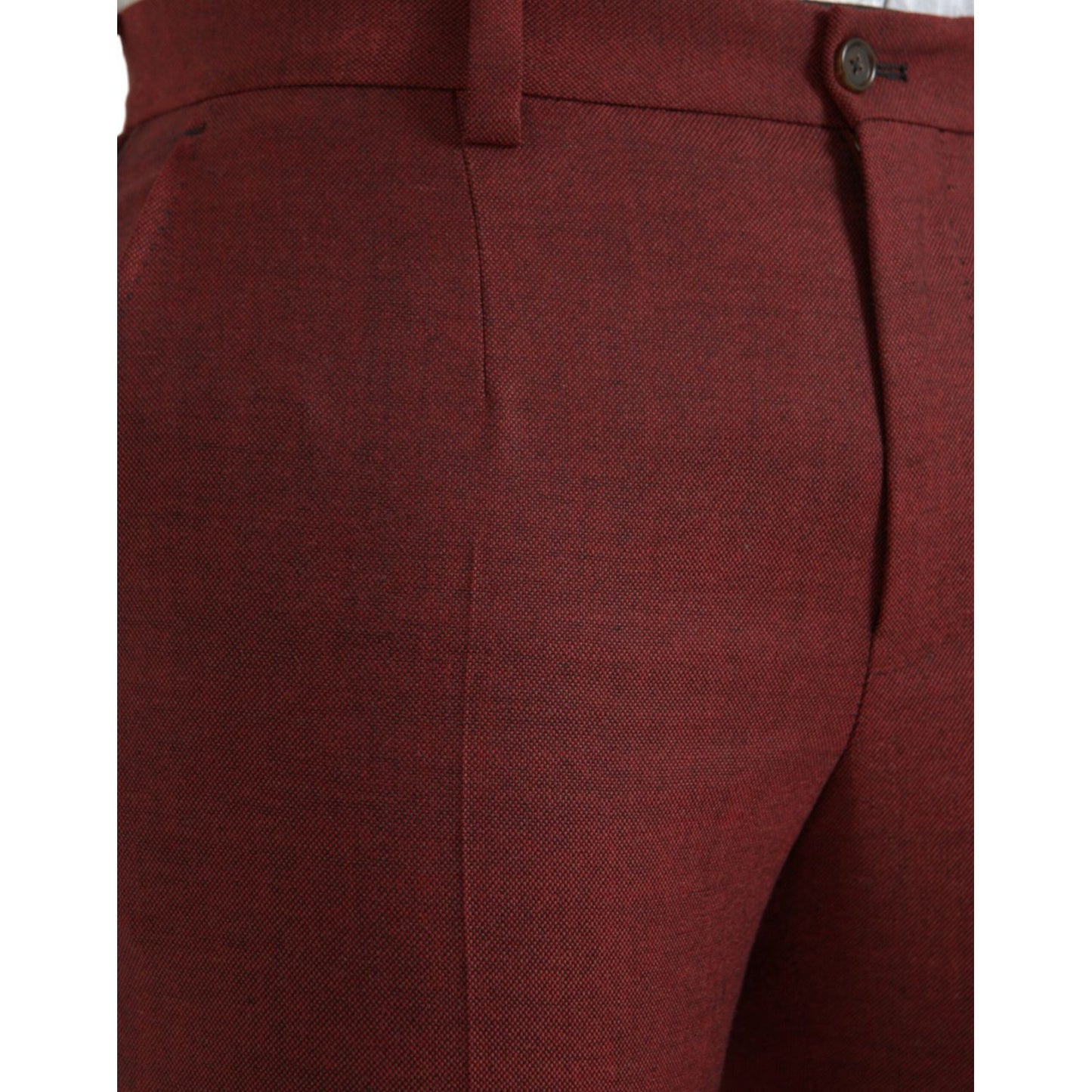 Dolce & Gabbana Maroon Wool Men Skinny Dress Pants Dolce & Gabbana Saddle Brown
