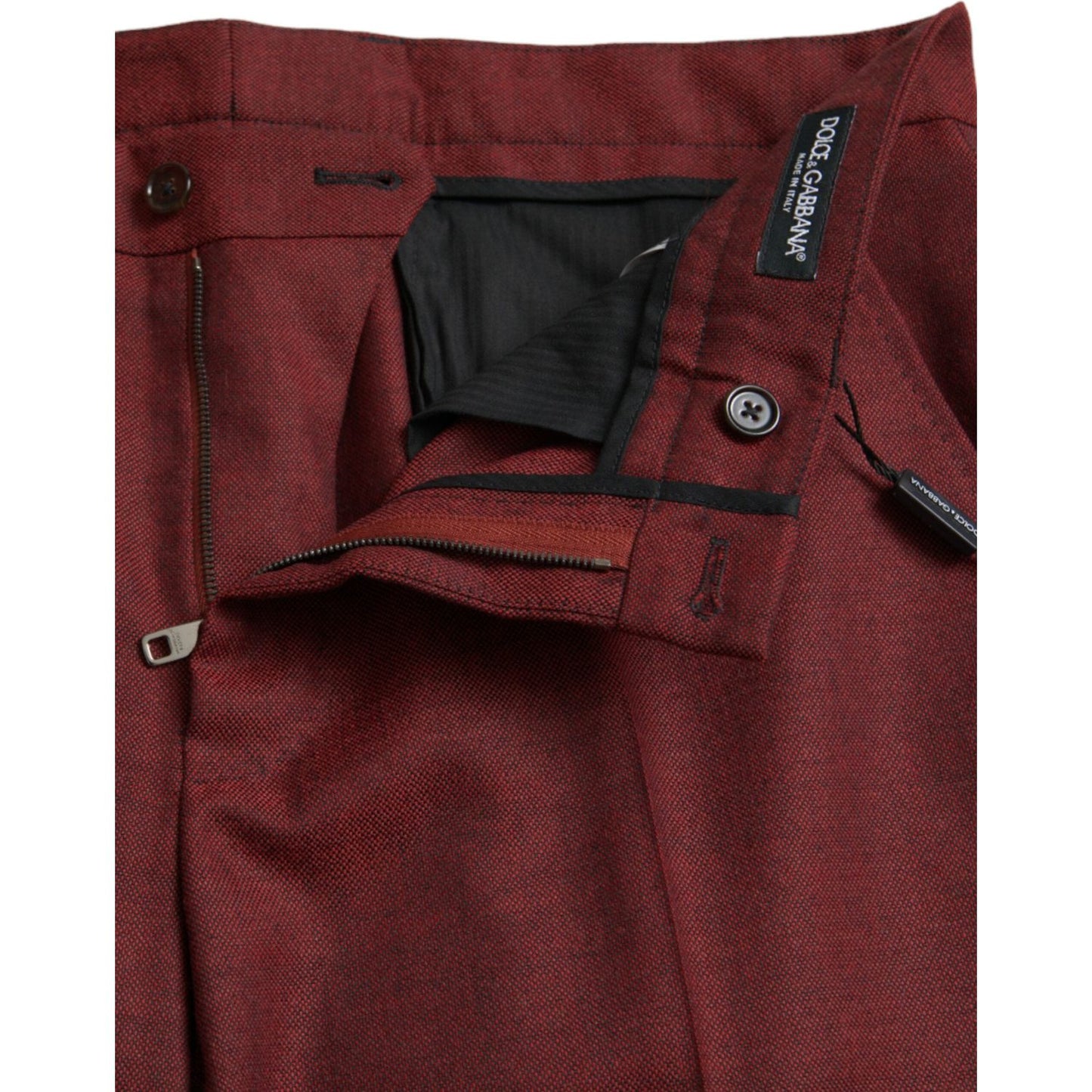 Dolce & Gabbana Maroon Wool Men Skinny Dress Pants Dolce & Gabbana Saddle Brown