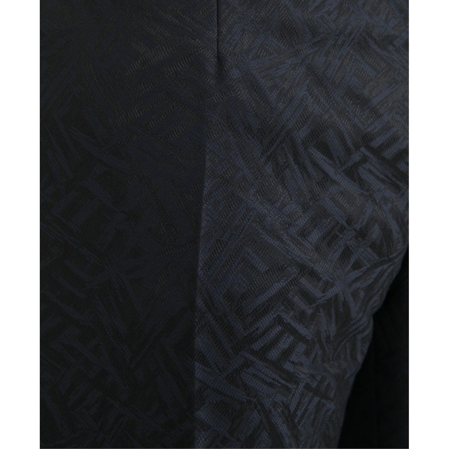 Dolce & Gabbana Blue Brocade Wool Skinny Men Dress Pants Dolce & Gabbana Black
