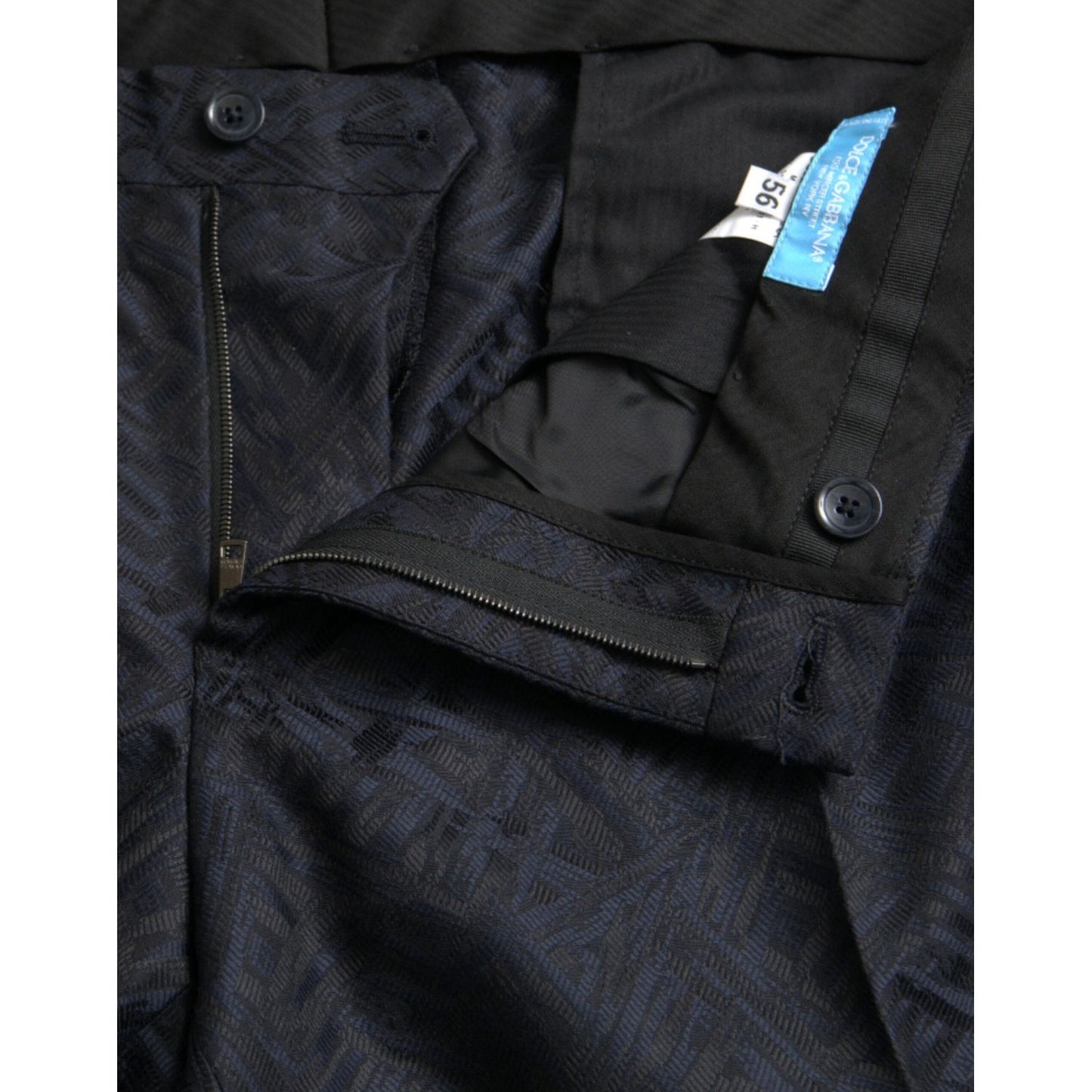 Dolce & Gabbana Blue Brocade Wool Skinny Men Dress Pants Dolce & Gabbana Dark Slate Gray