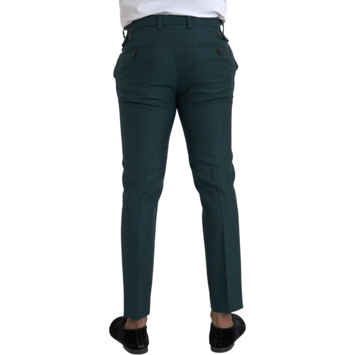 Dolce & Gabbana Green Wool Skinny Slim Dress Pants Dolce & Gabbana Dark Slate Gray