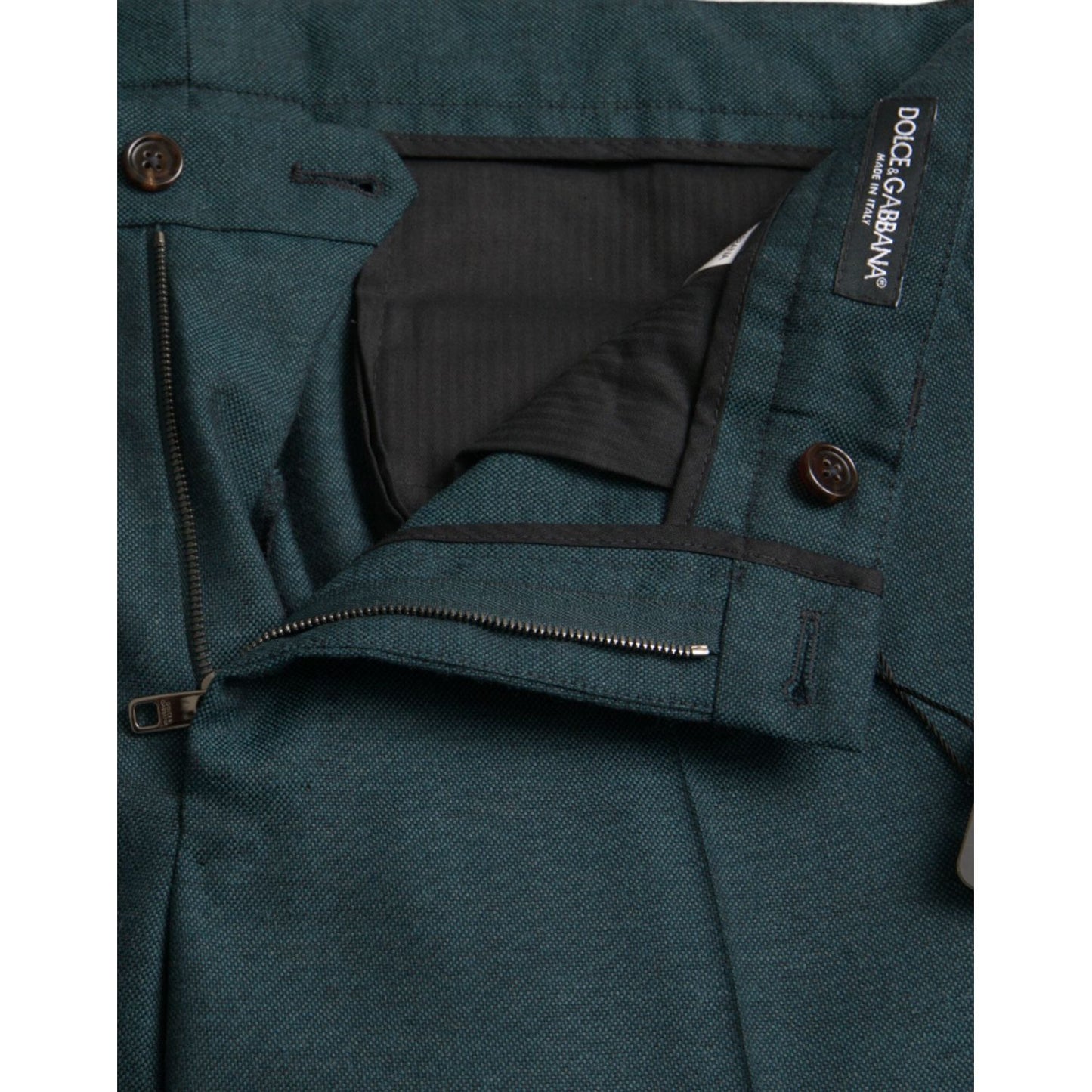 Dolce & Gabbana Green Wool Skinny Slim Dress Pants Dolce & Gabbana Dark Slate Gray