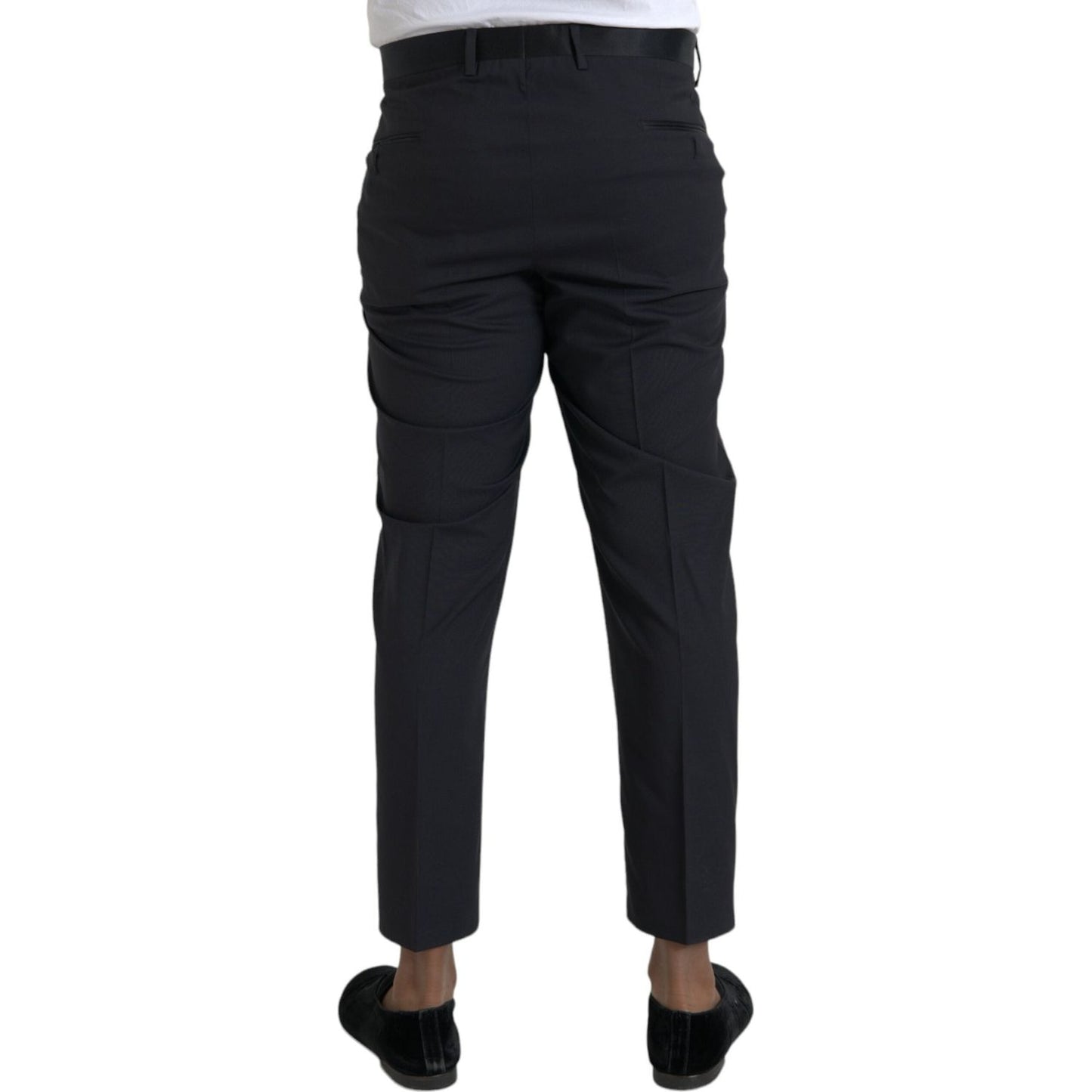 Dolce & Gabbana Blue Wool Men Skinny Dress Pants Dolce & Gabbana Black