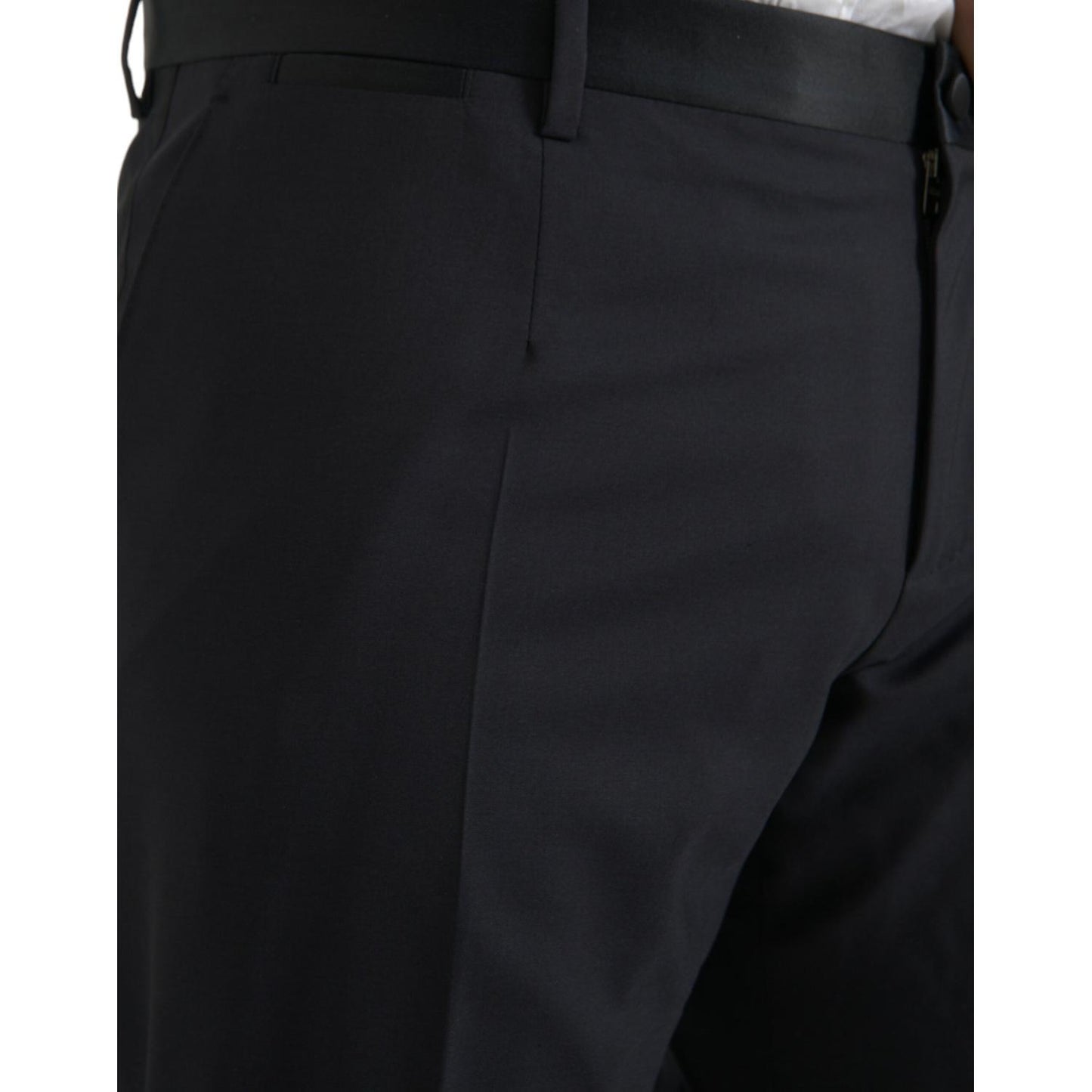 Dolce & Gabbana Blue Wool Men Skinny Dress Pants Dolce & Gabbana Black