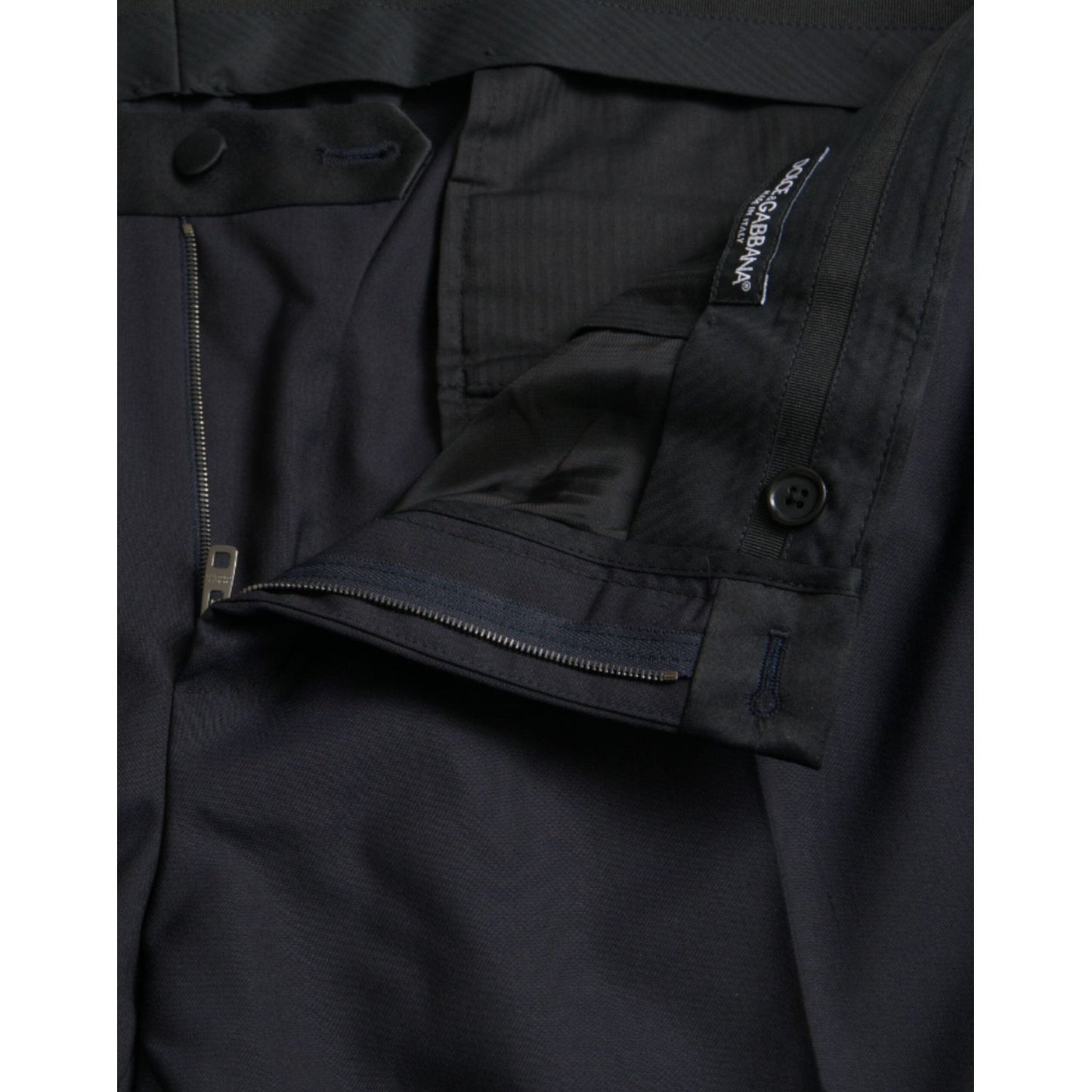 Dolce & Gabbana Blue Wool Men Skinny Dress Pants Dolce & Gabbana Black