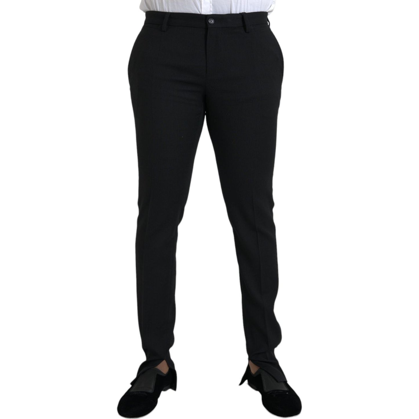 Dolce & Gabbana Black Wool Stretch Men Skinny Pants Dolce & Gabbana Black