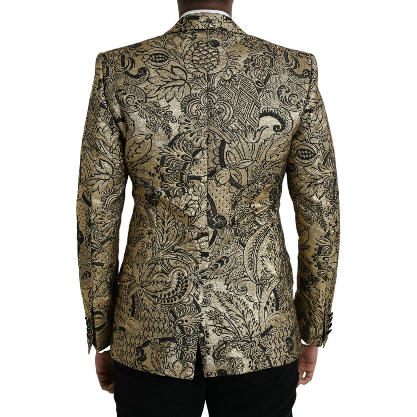 Dolce & Gabbana Gold SICILIA Jacquard Single Breasted Coat Blazer Dolce & Gabbana Dark Slate Gray