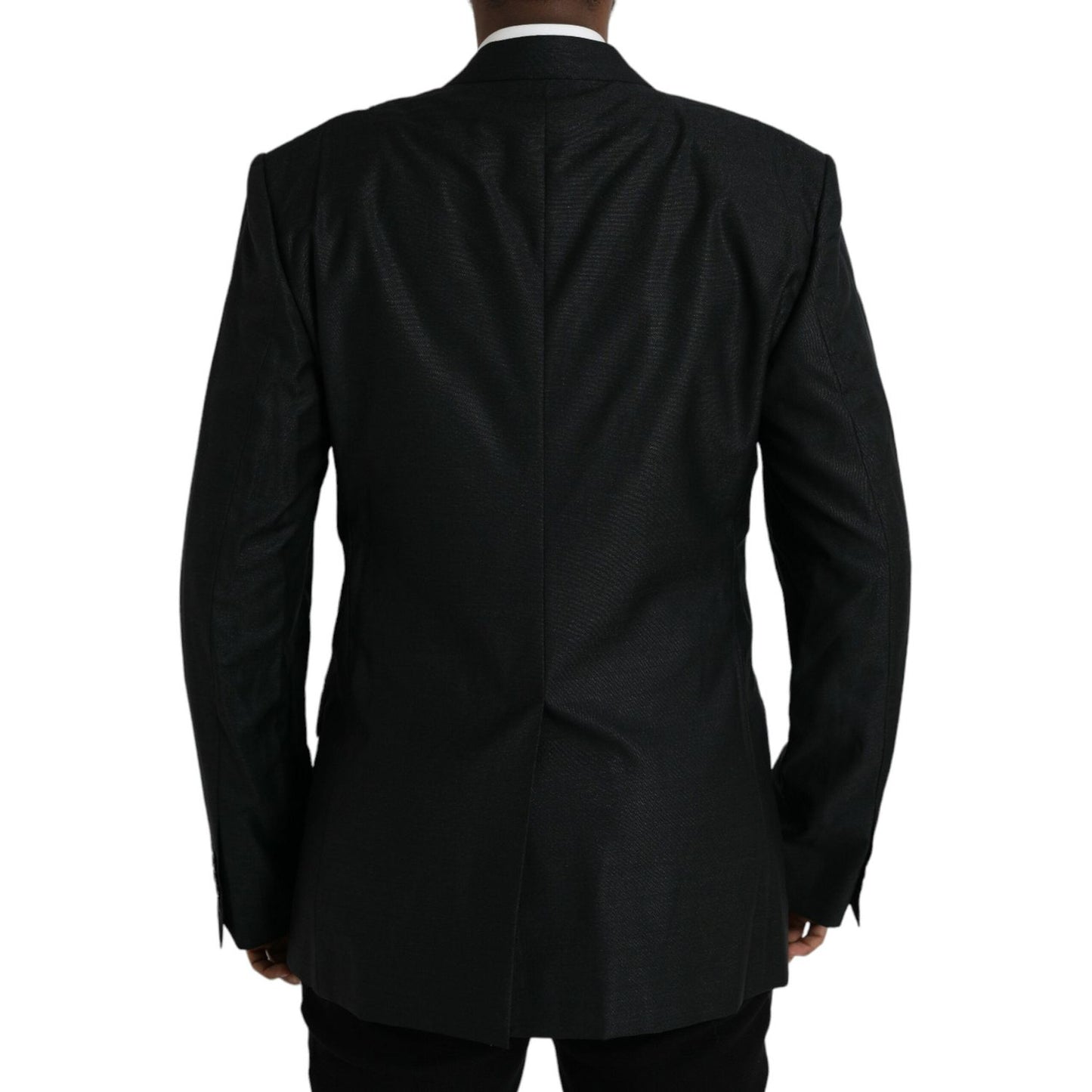 Dolce & Gabbana Black Wool Notch SingleBreasted Coat Blazer Dolce & Gabbana Black