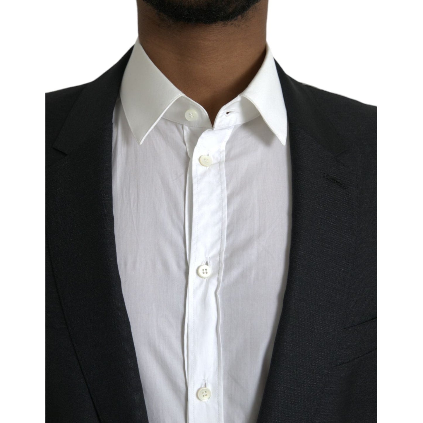 Dolce & Gabbana Black Wool Notch SingleBreasted Coat Blazer Dolce & Gabbana Dark Slate Gray
