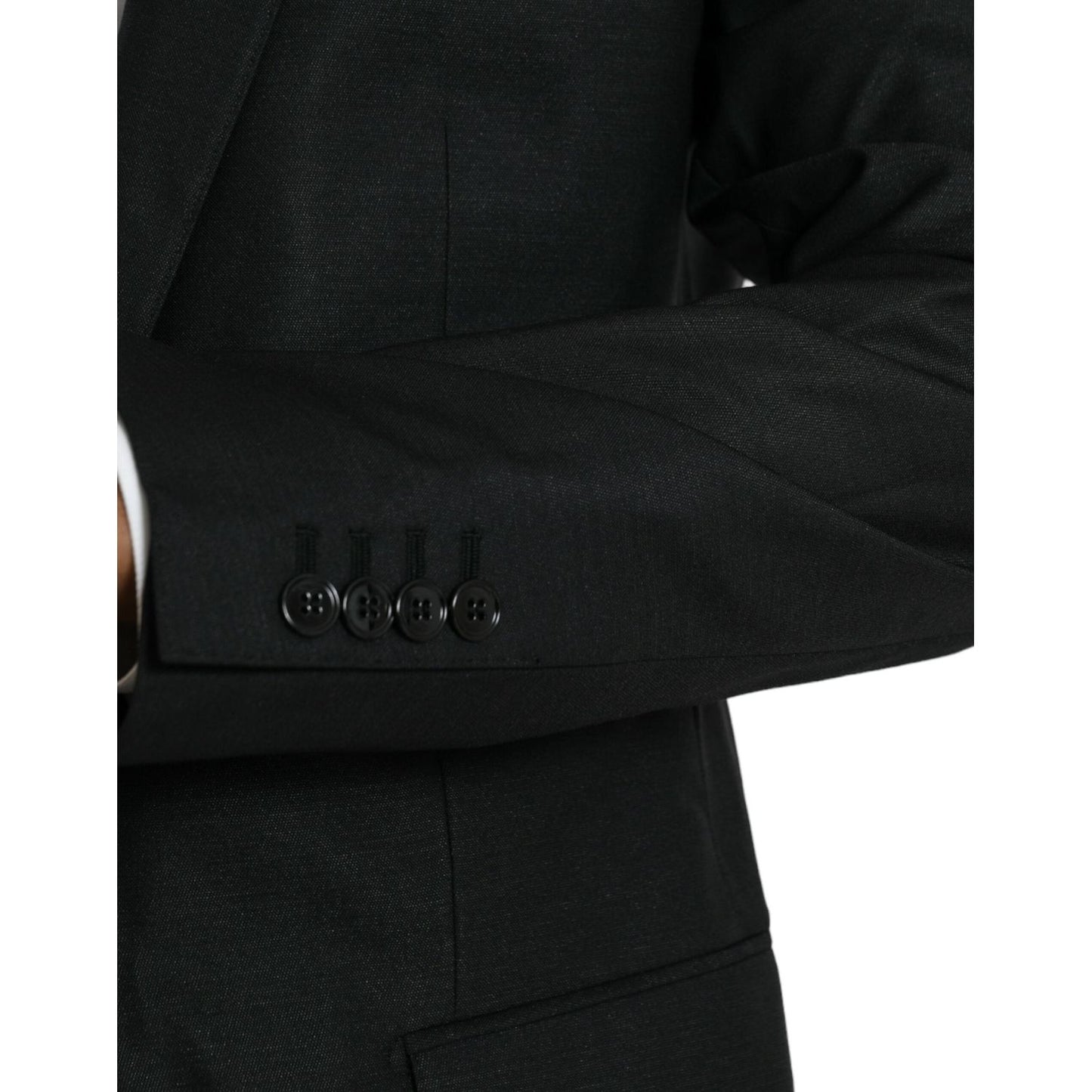 Dolce & Gabbana Black Wool Notch SingleBreasted Coat Blazer Dolce & Gabbana Black