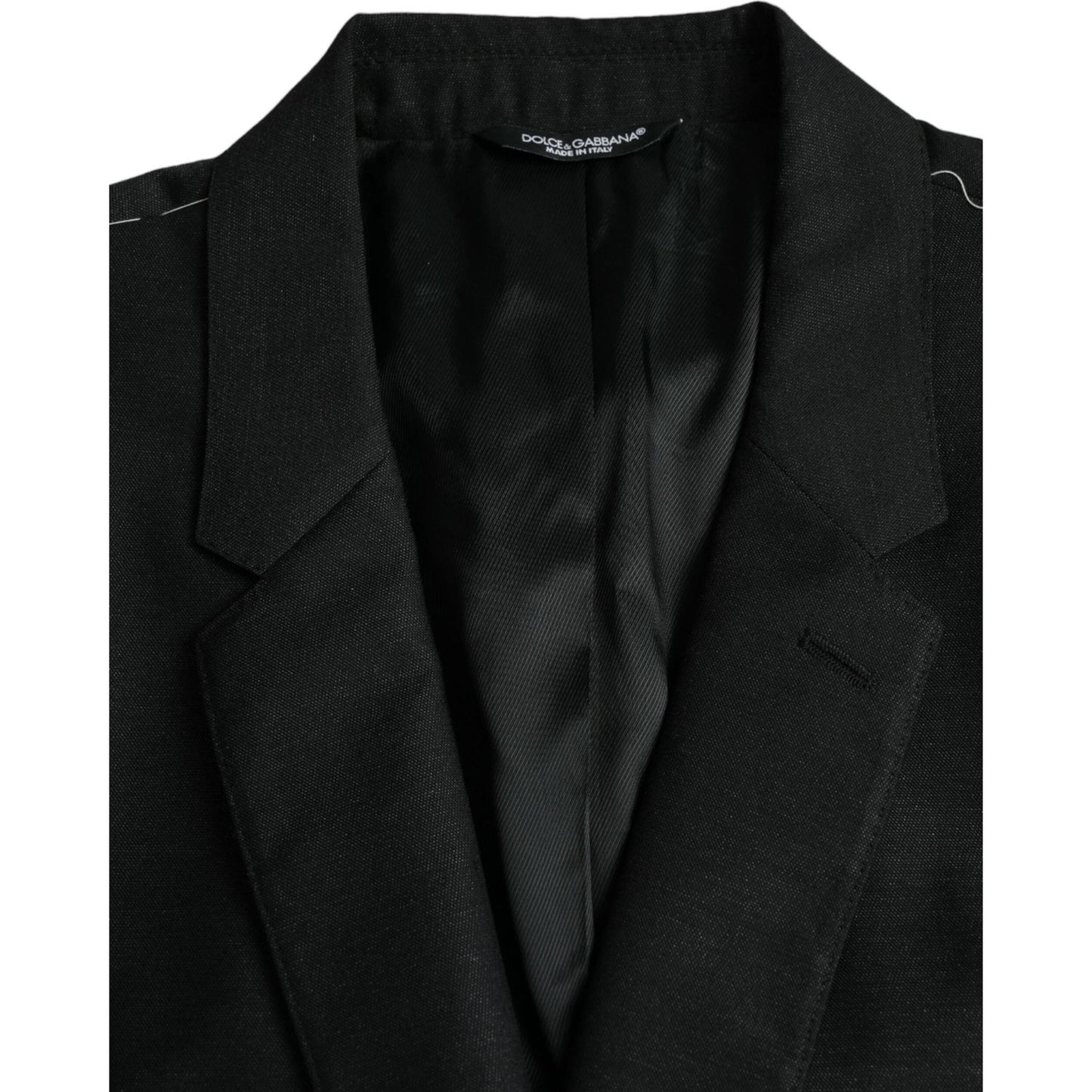 Dolce & Gabbana Black Wool Notch SingleBreasted Coat Blazer Dolce & Gabbana Black